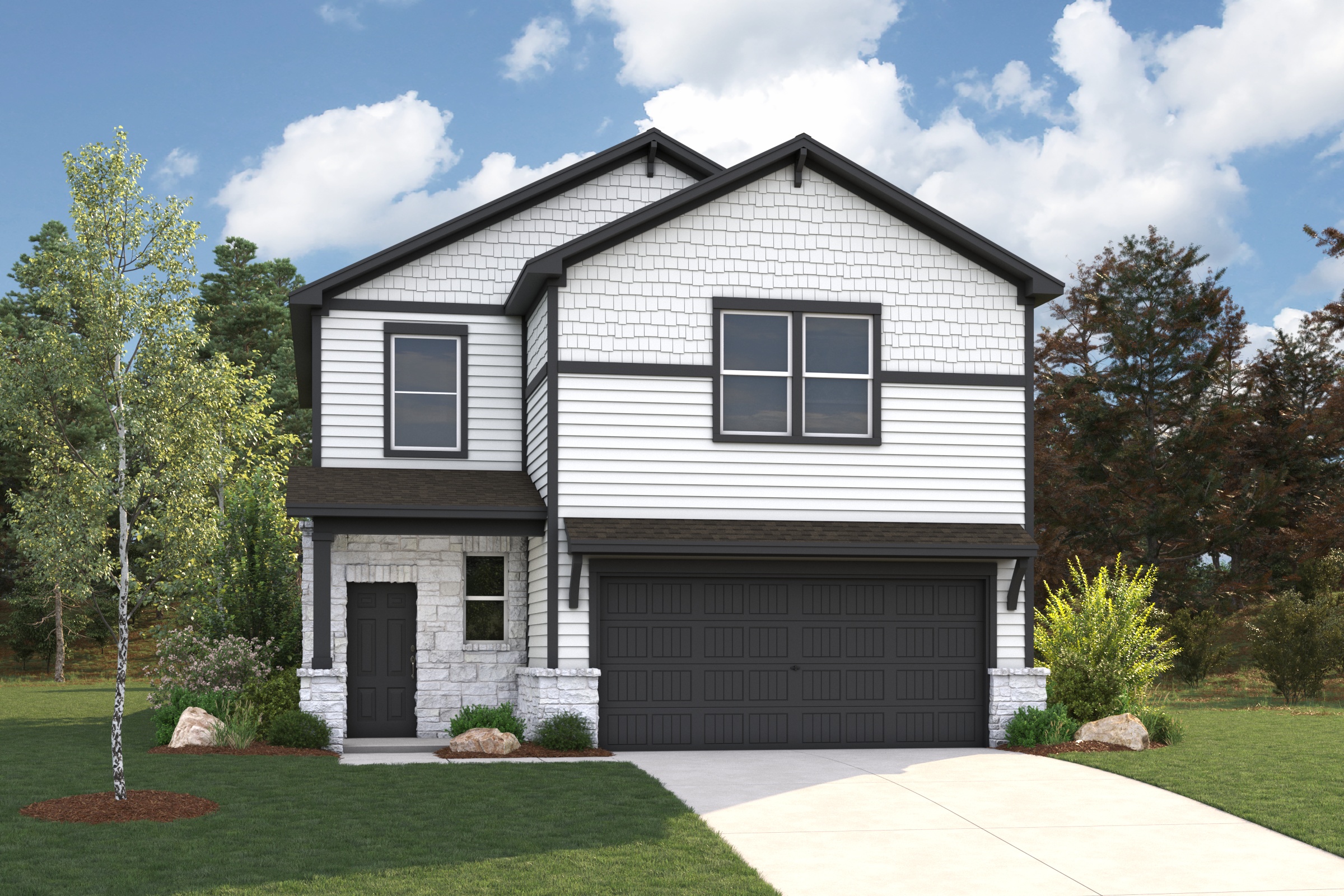 A house with a garage.