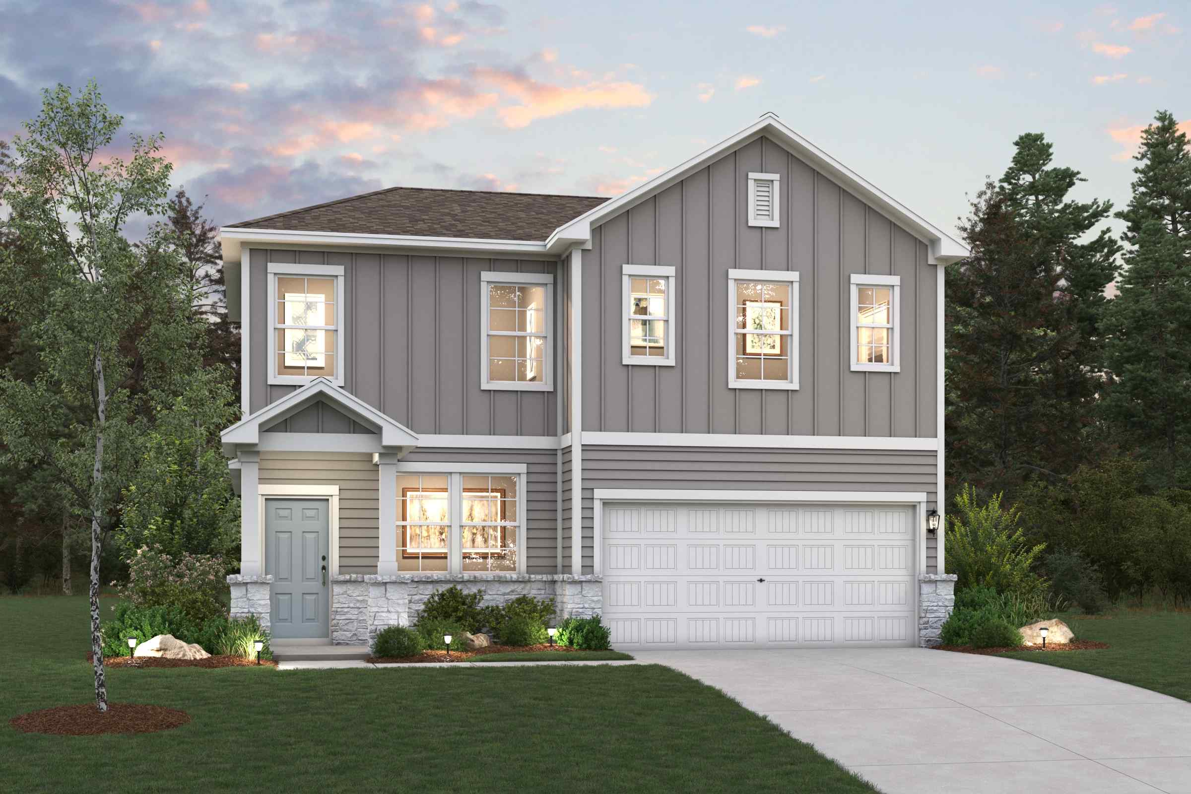 A house with a garage.