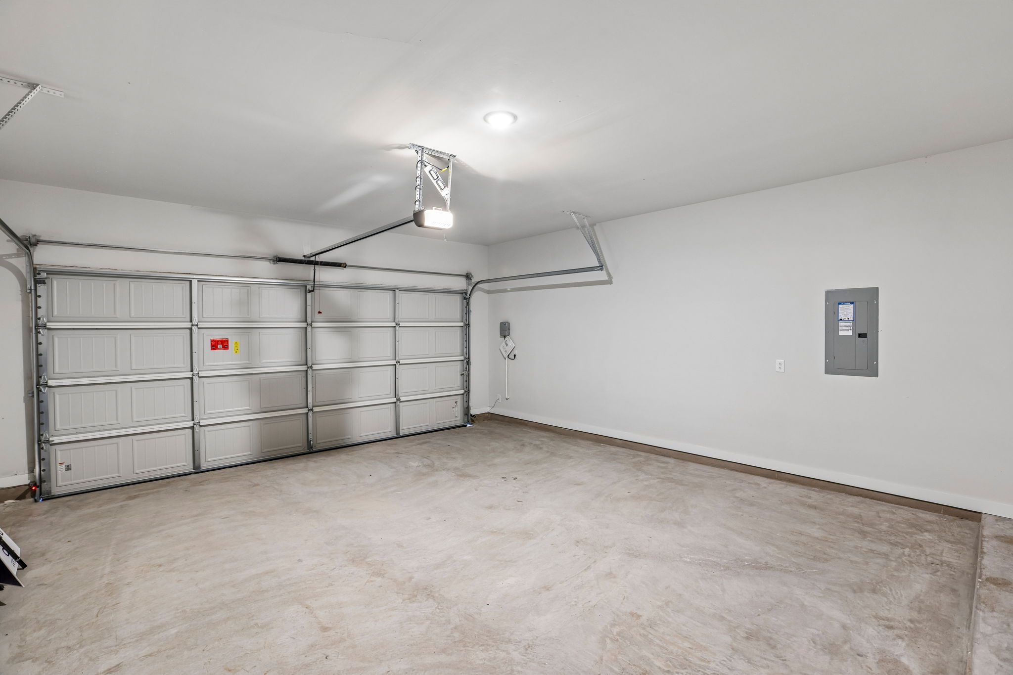 A room with a metal gate.