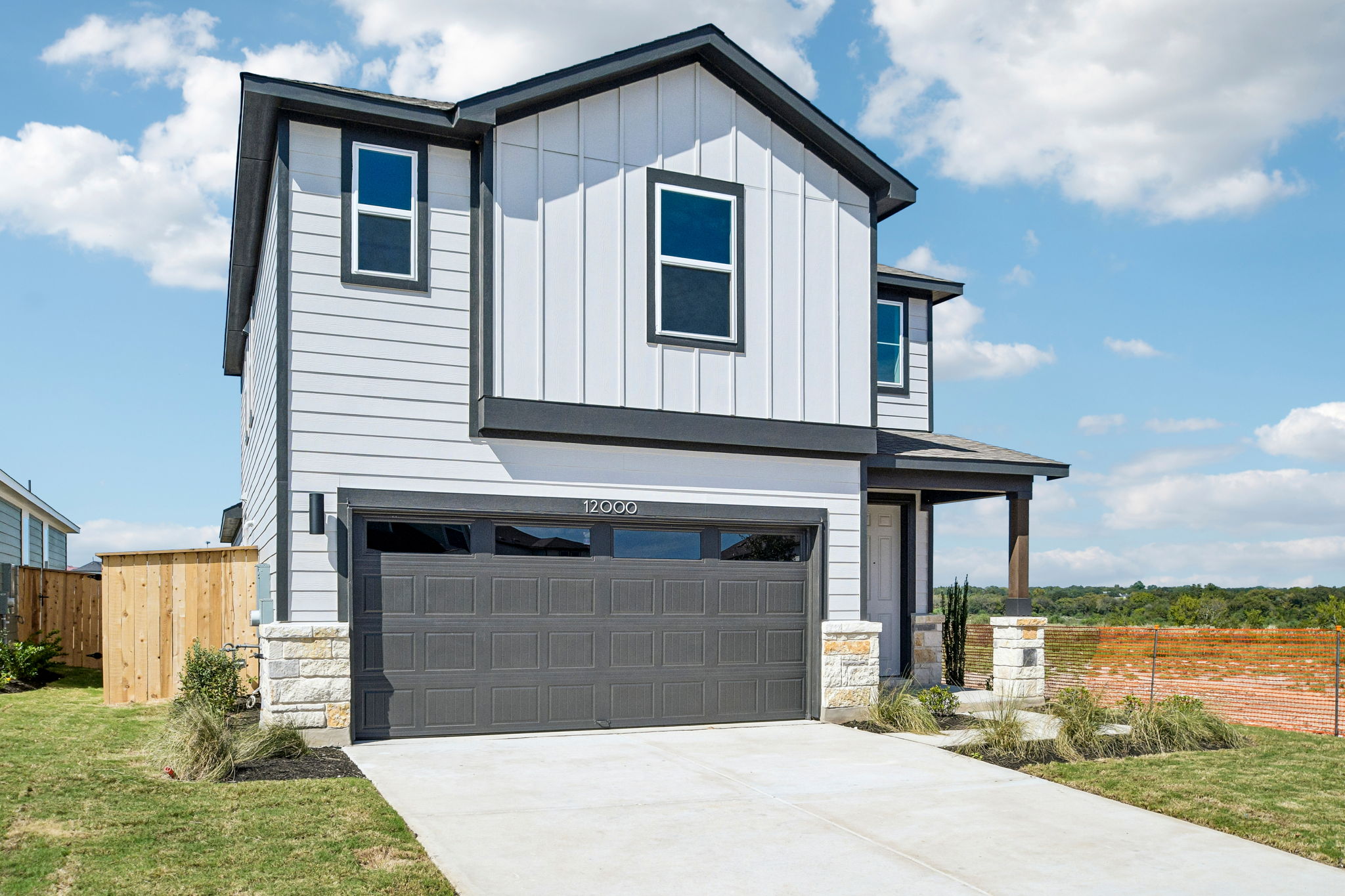 A house with a garage.