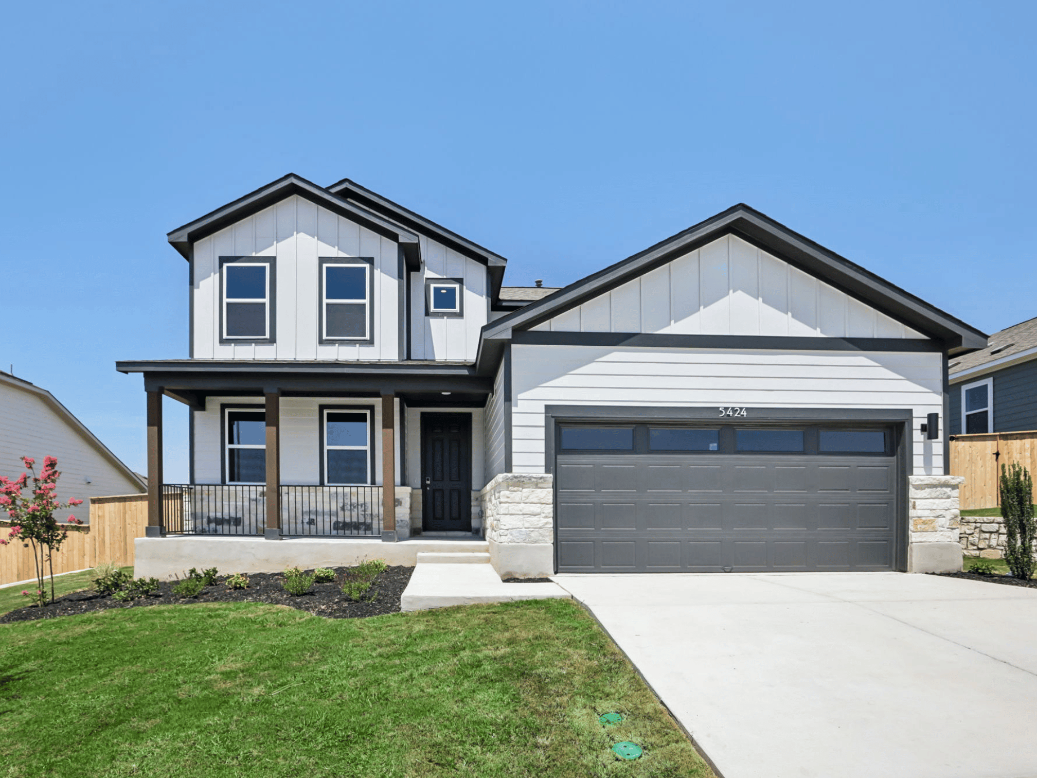 A house with a garage.