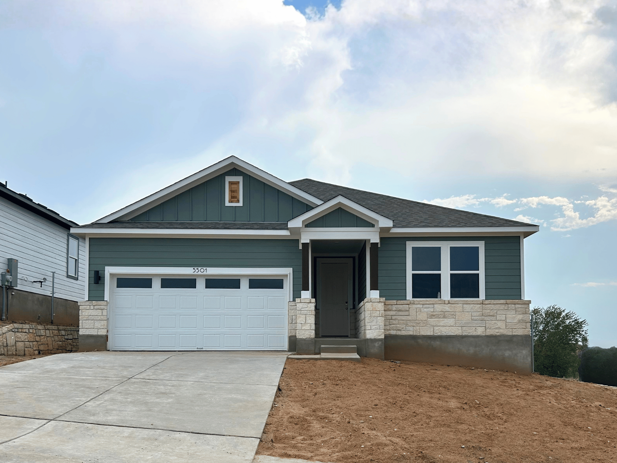 A house with a garage.