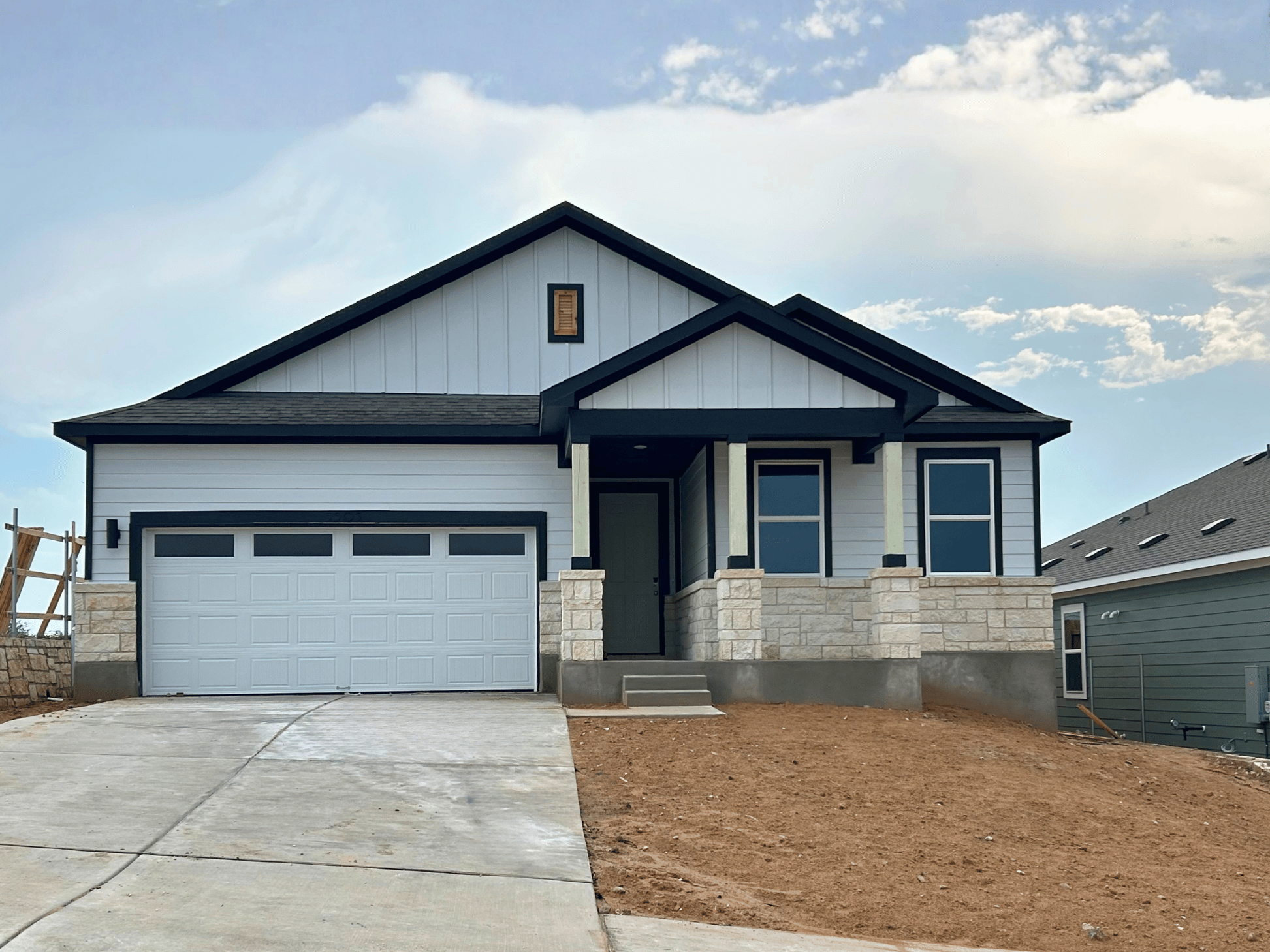 A house with a garage.
