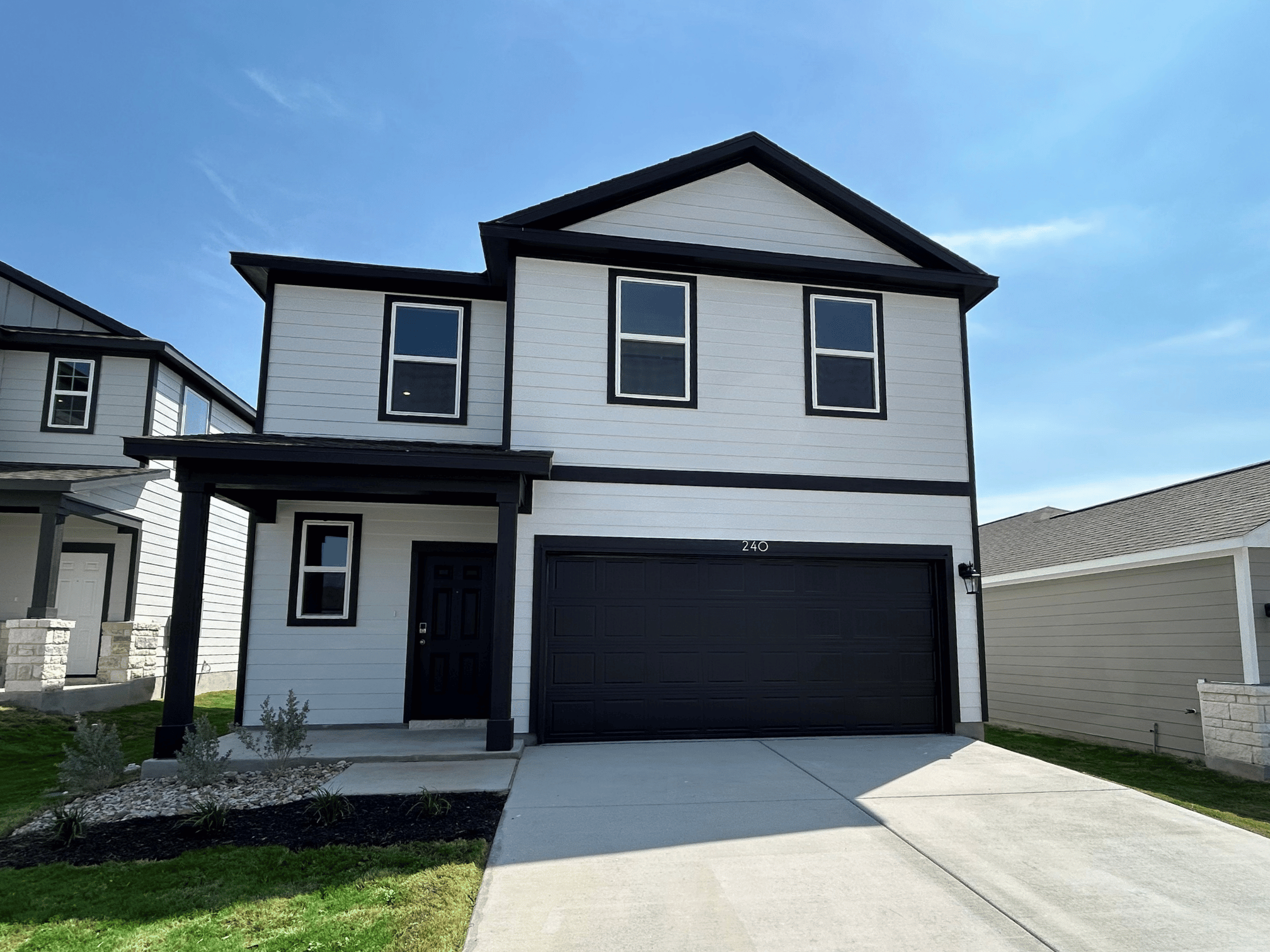 A house with a garage.