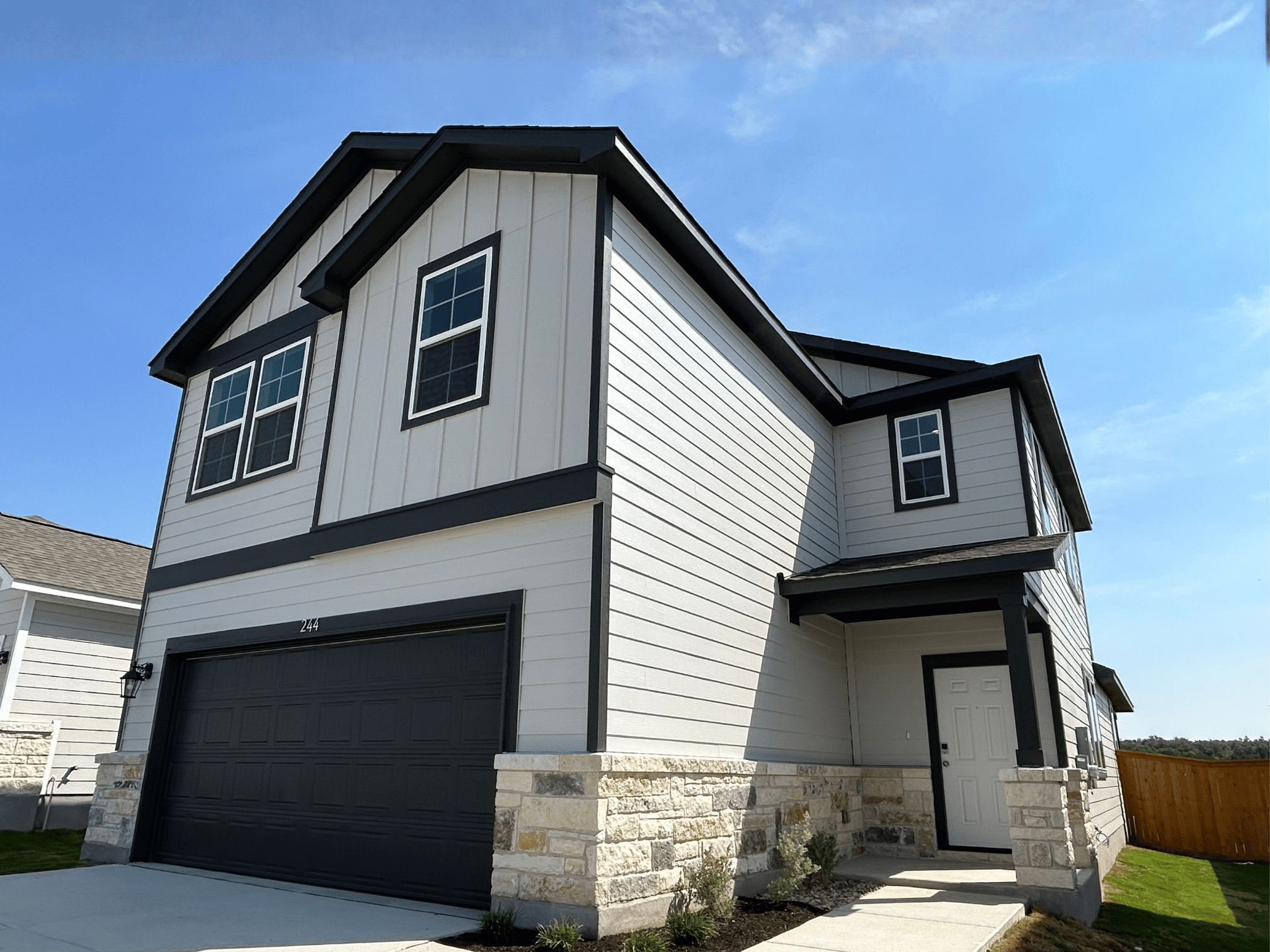 A house with a garage.