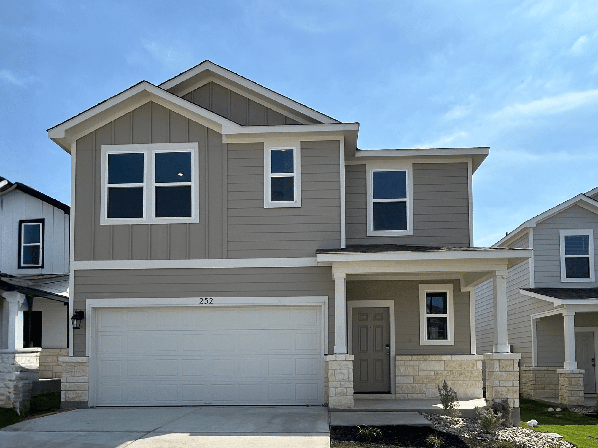 A house with a garage.