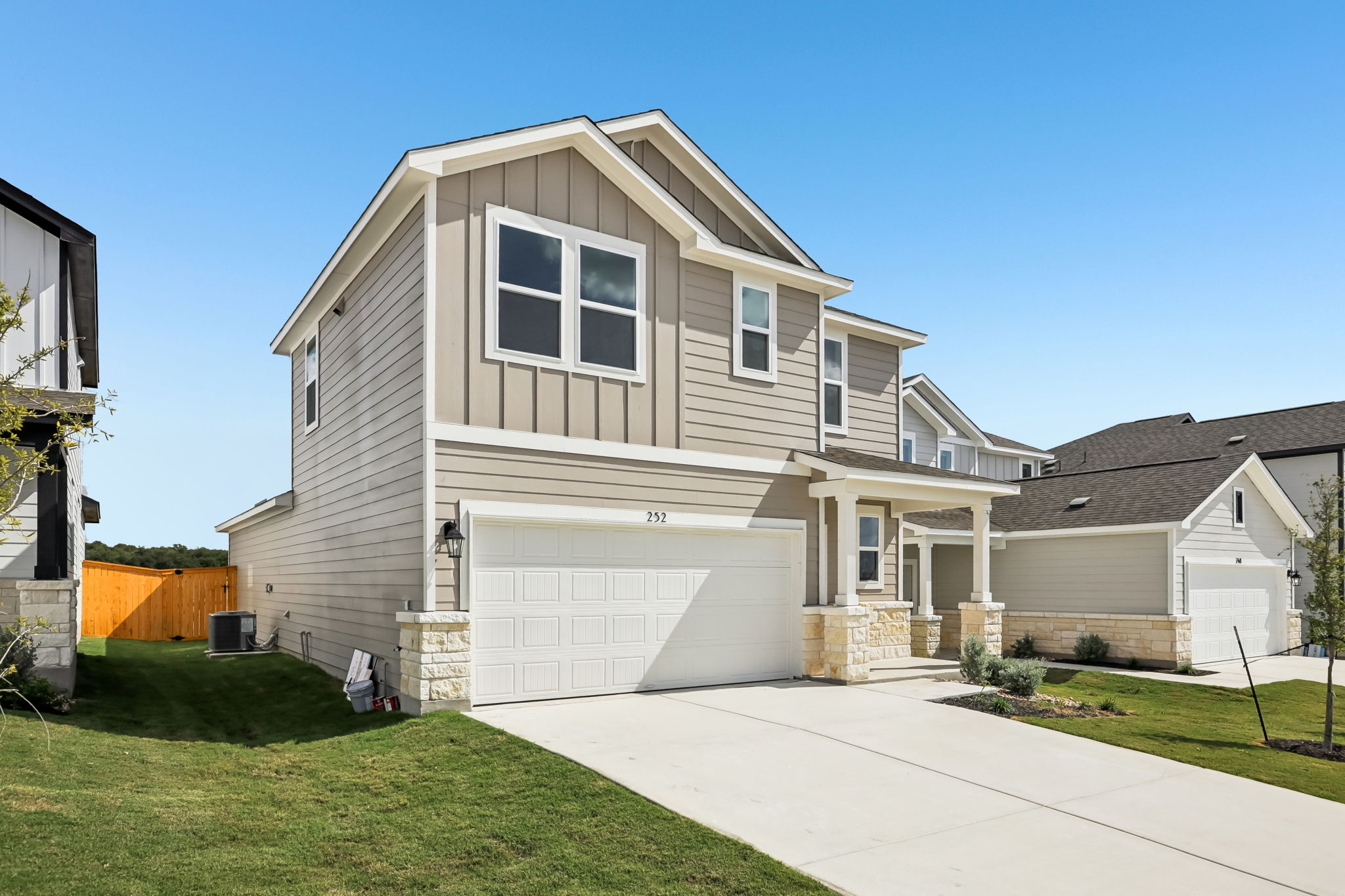 A house with a garage.