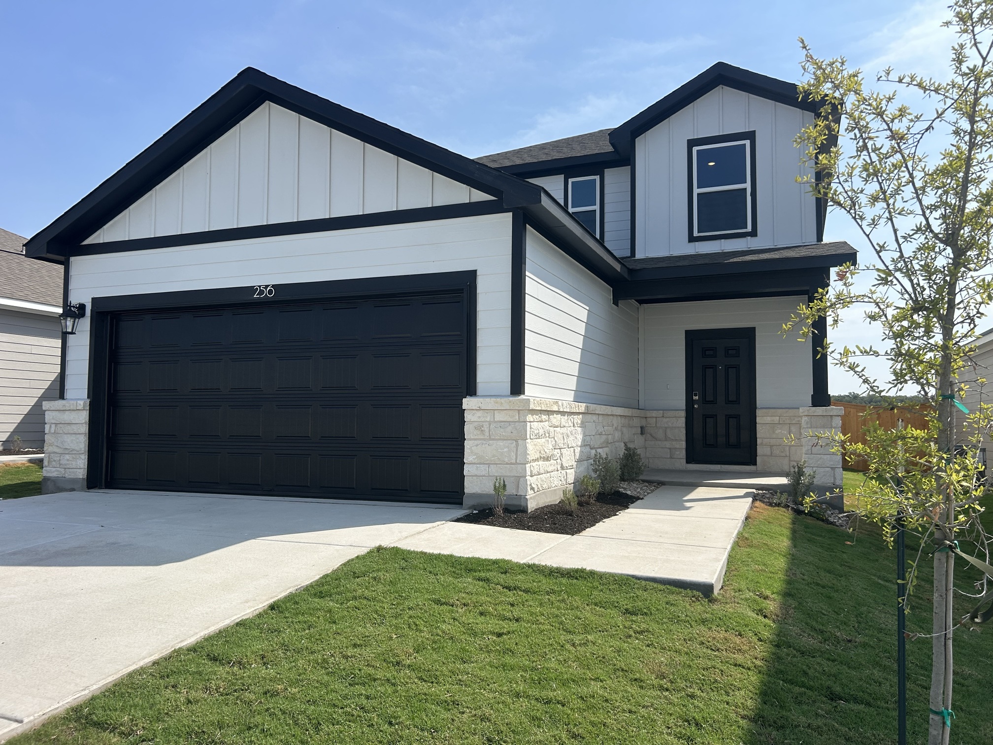 A house with a garage.