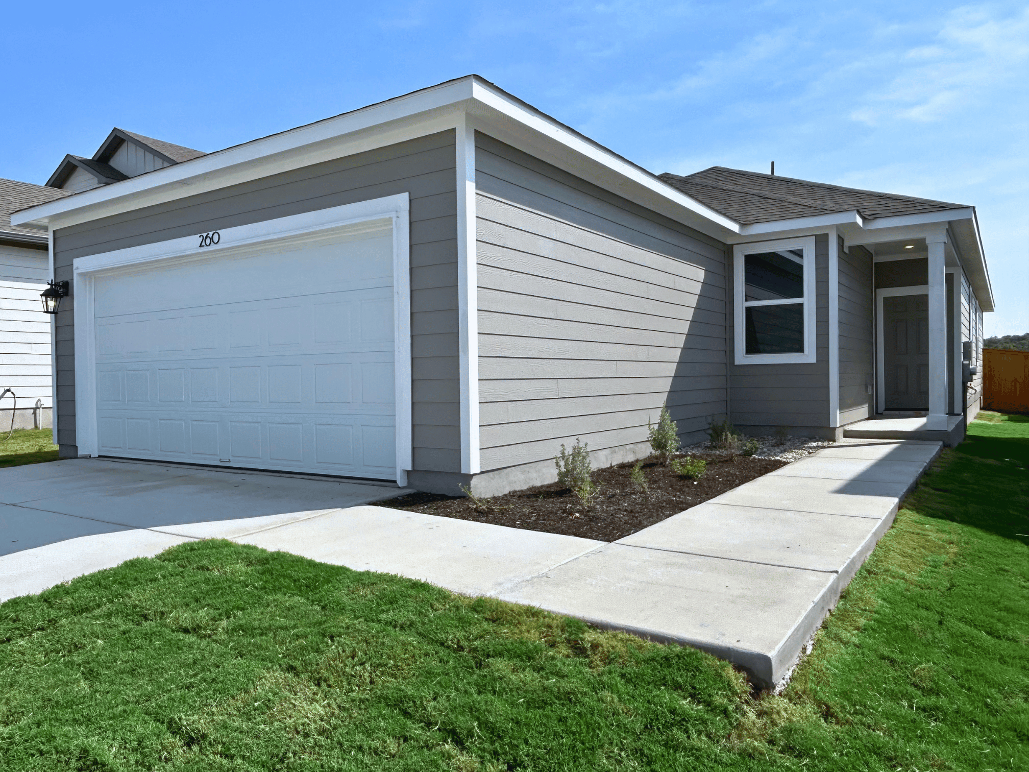 A house with a garage.