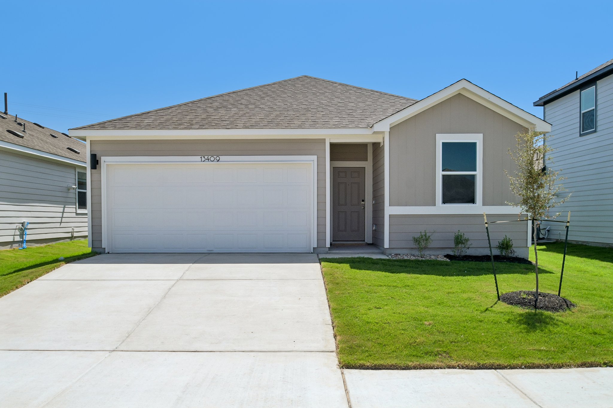A house with a garage.