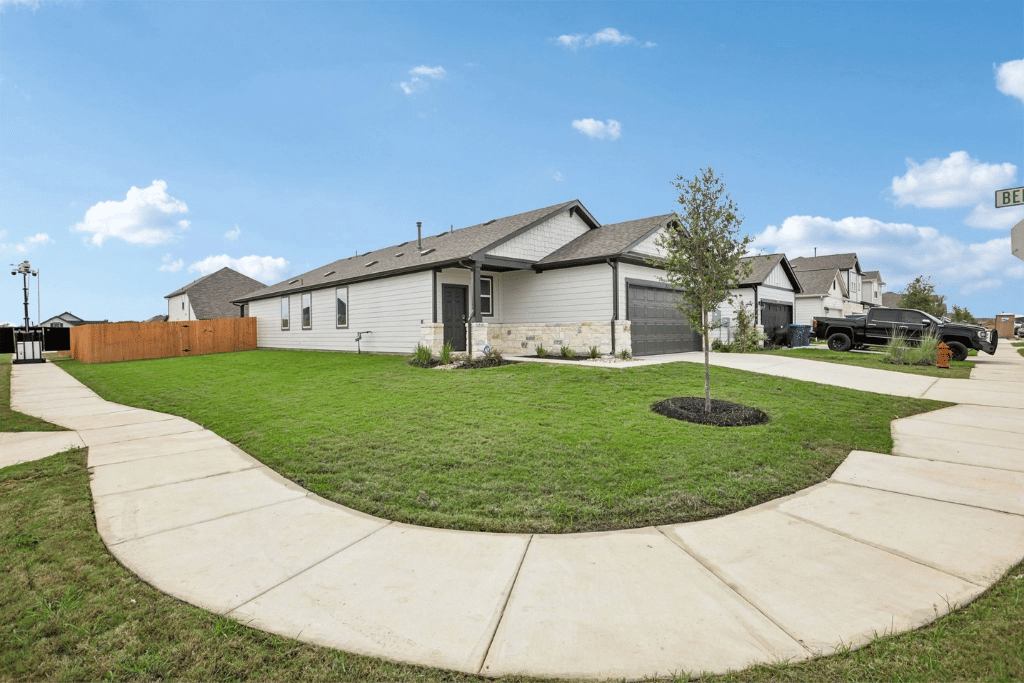A house with a driveway.