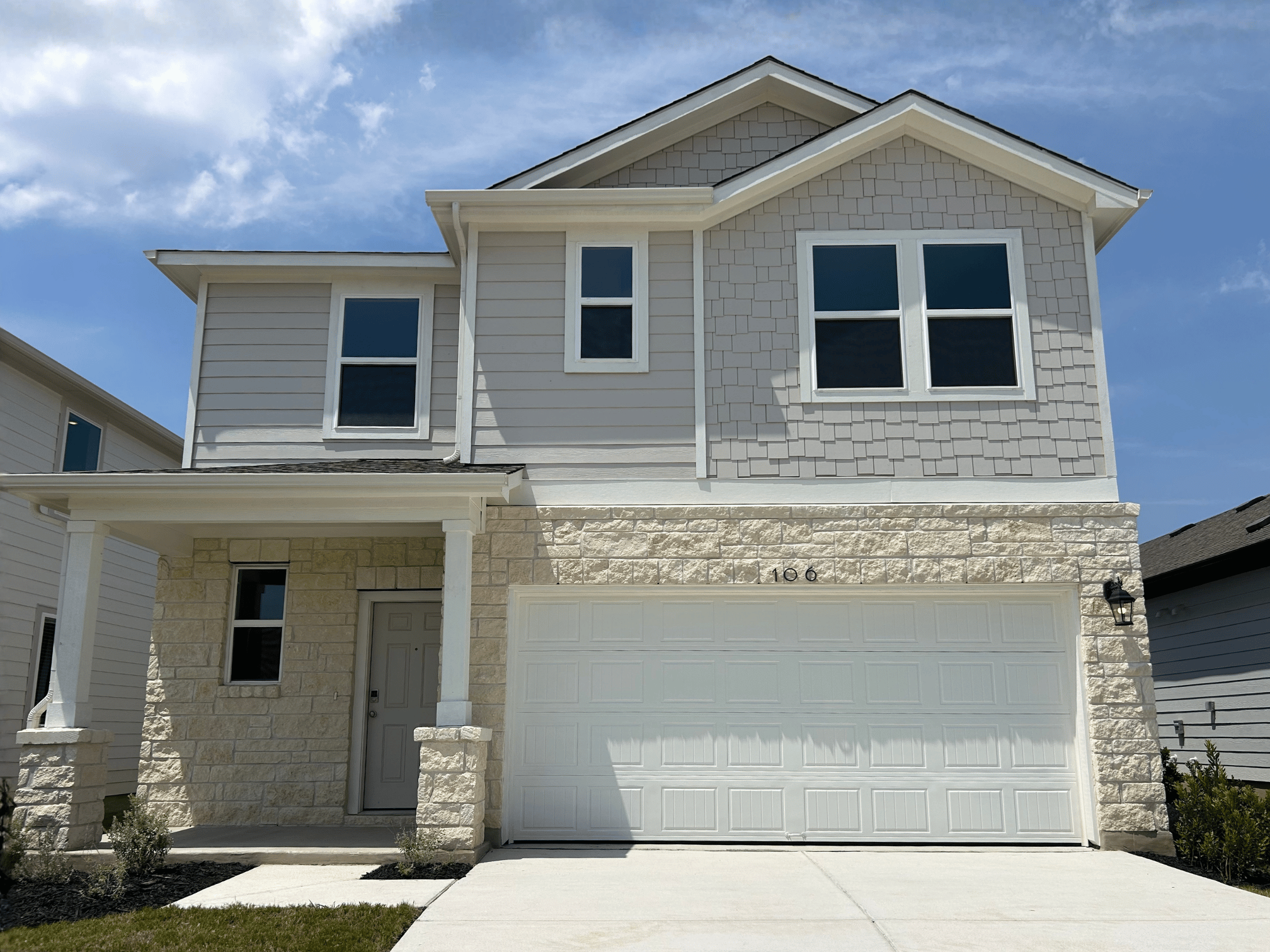 A house with a garage.
