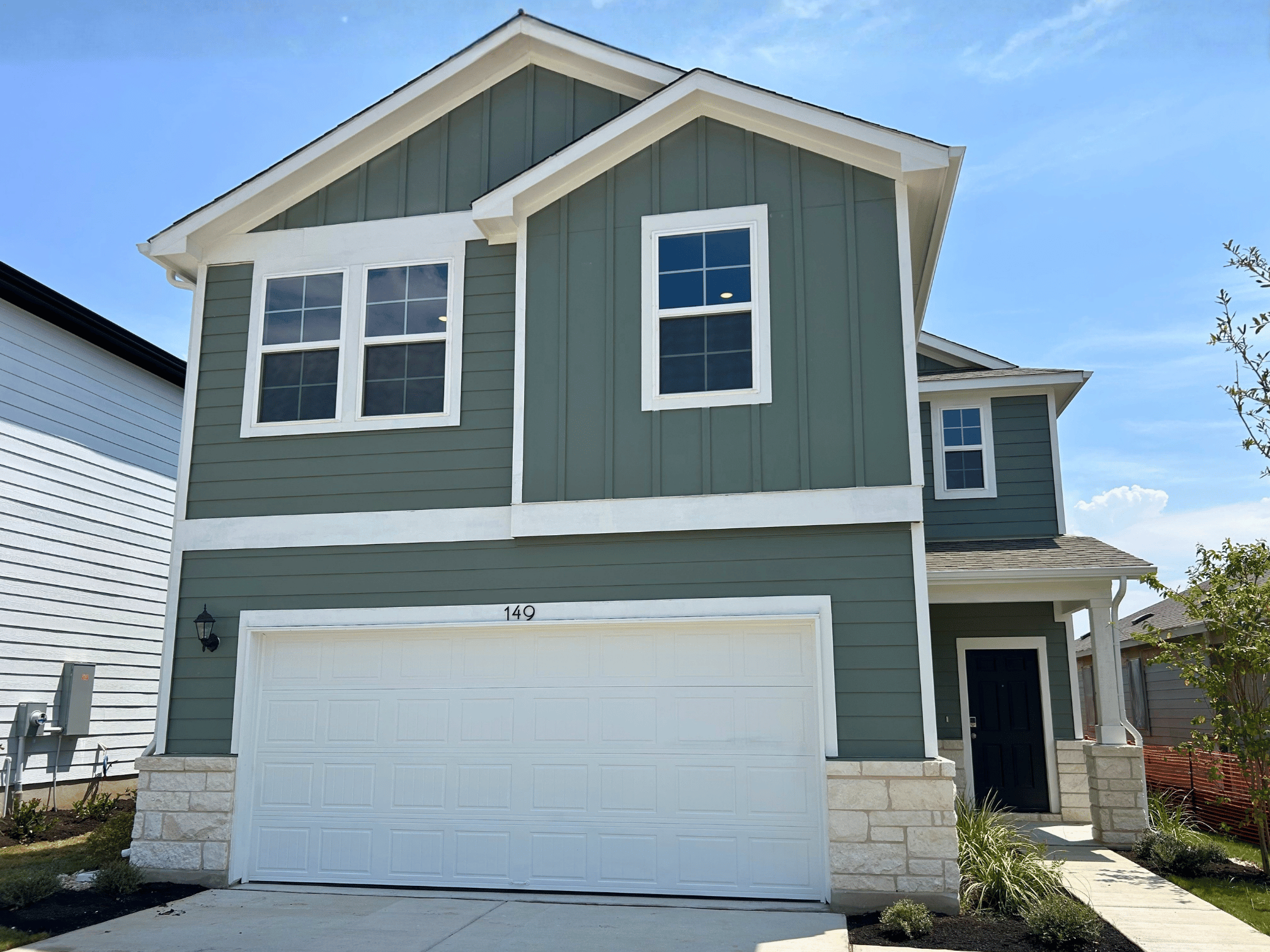A house with a garage.