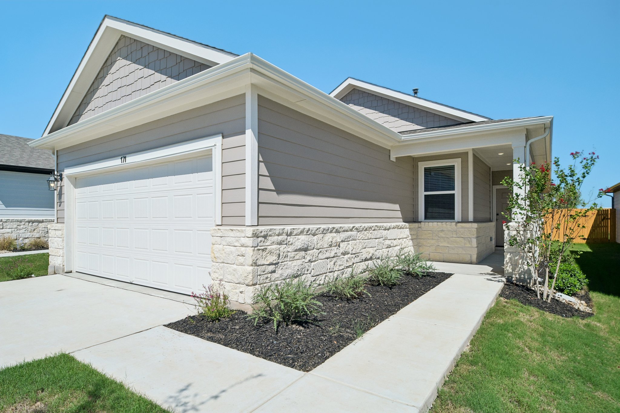 A house with a garage.