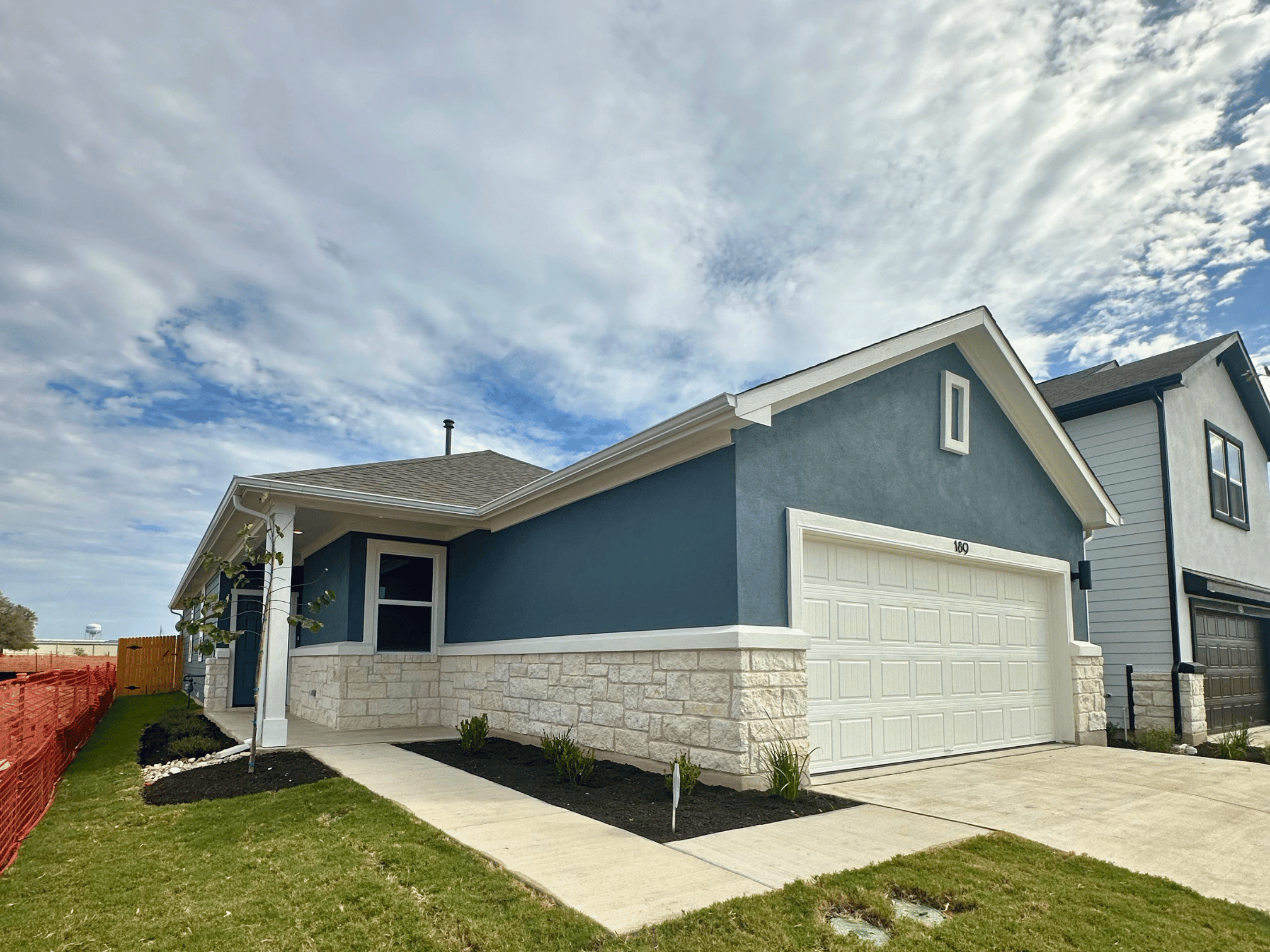A house with a garage.
