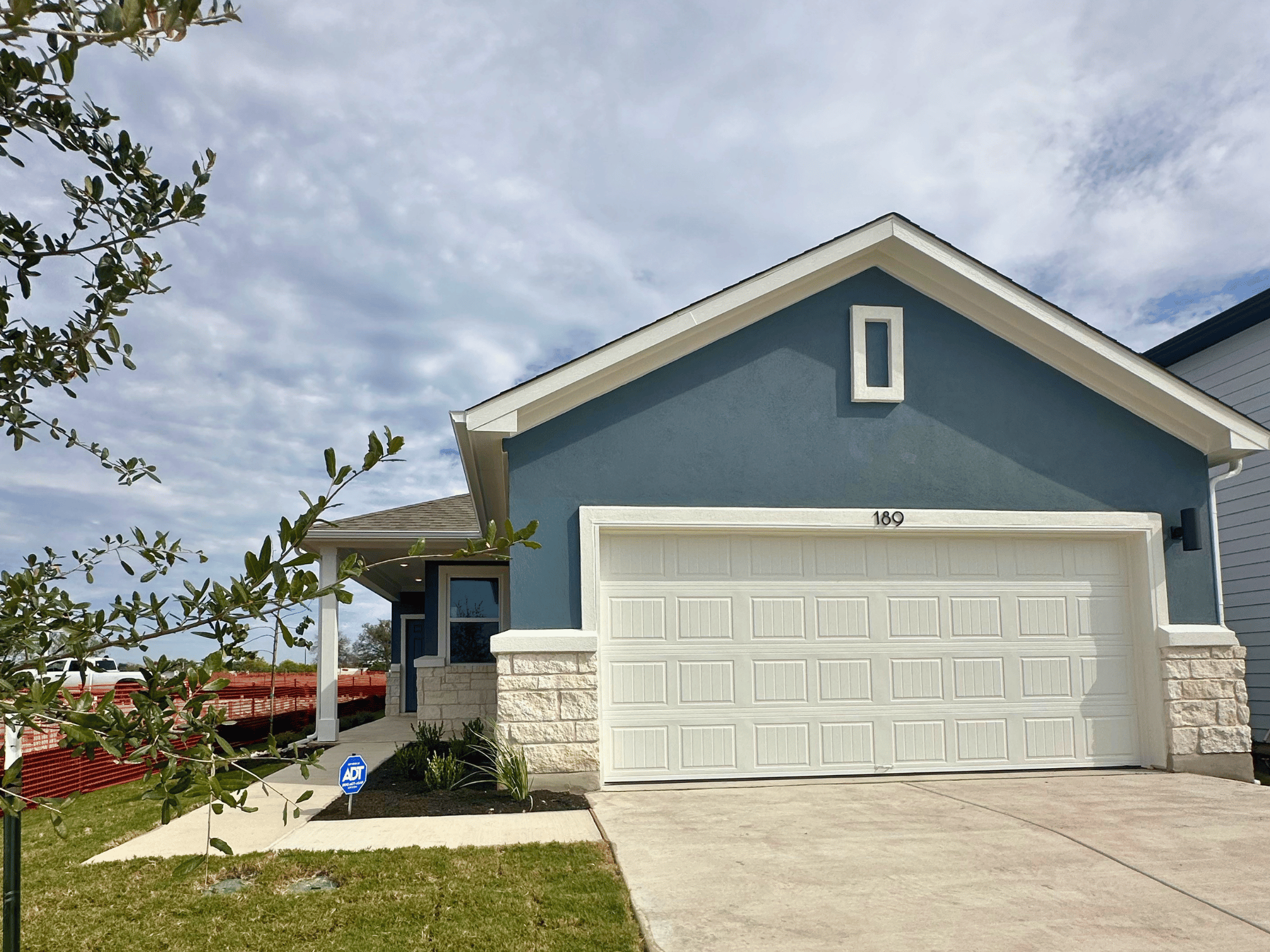 A house with a garage.