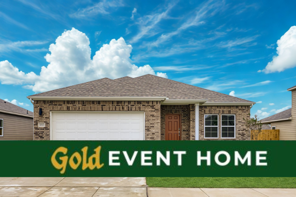 A house with a green sign.