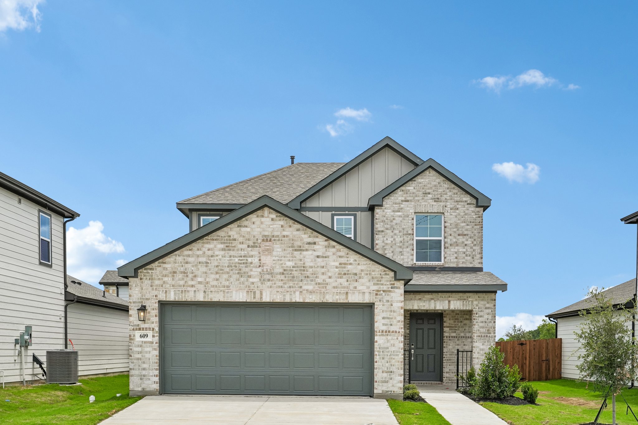 A house with a garage.