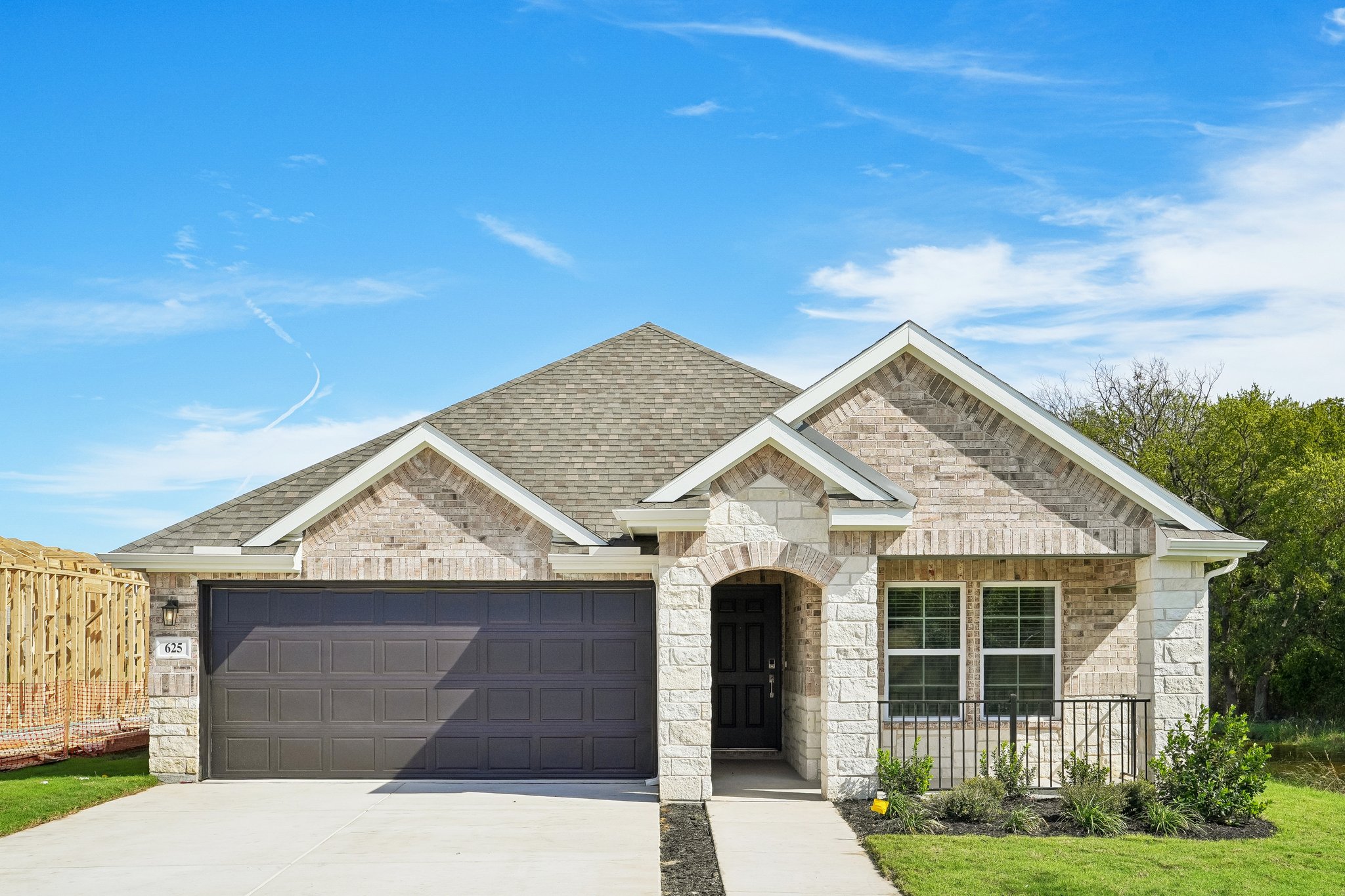 A house with a garage.