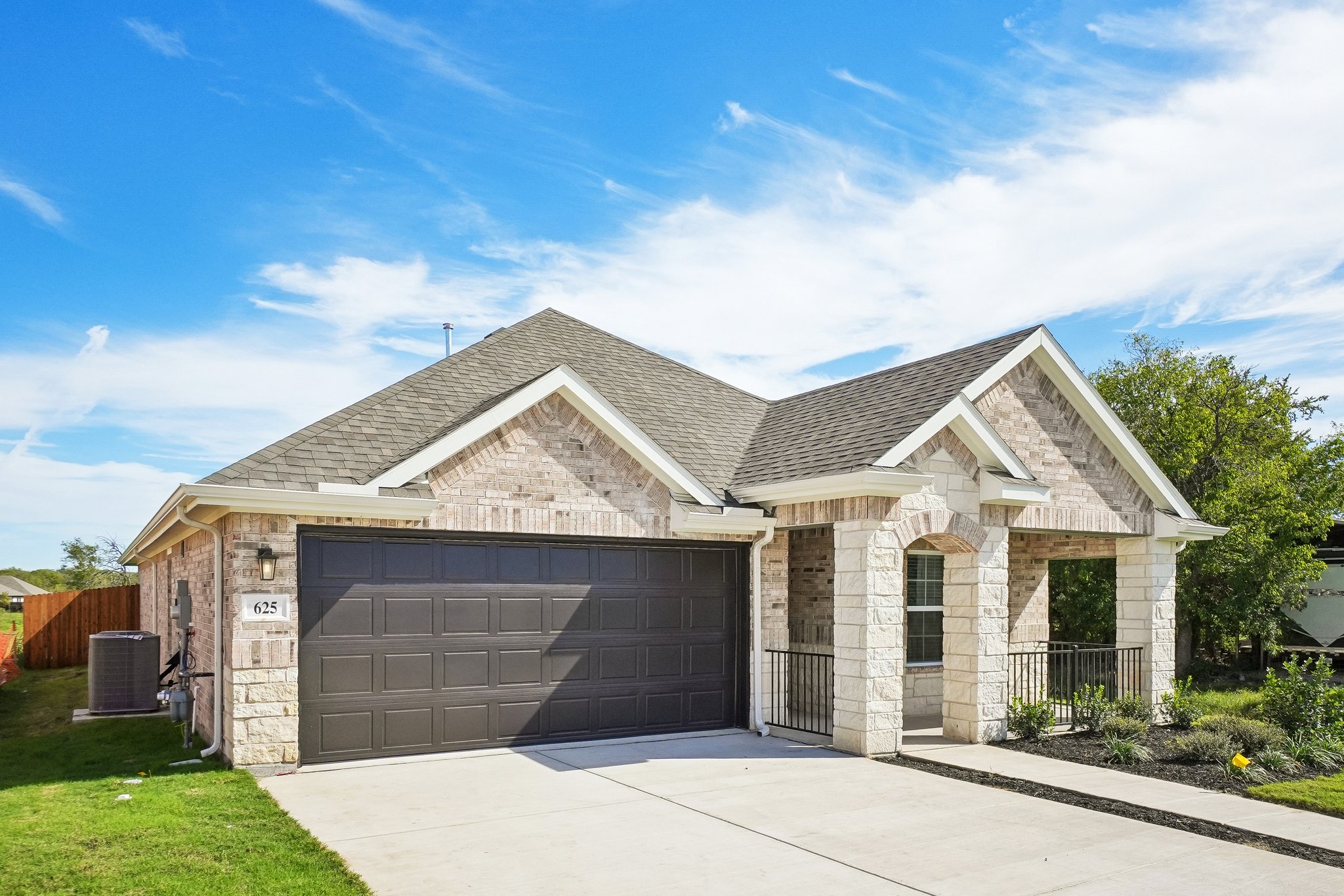 A house with a garage.