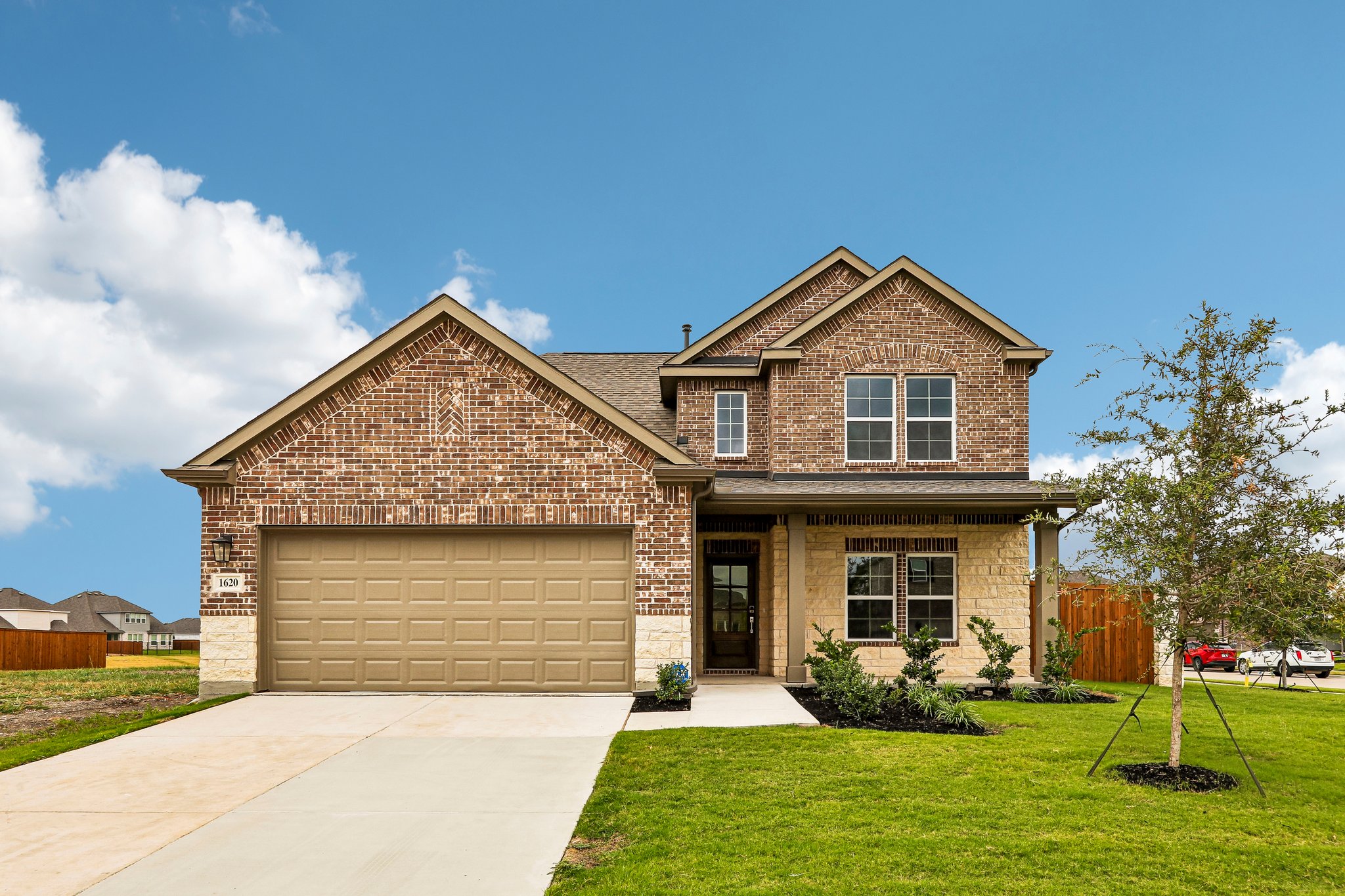 A house with a garage.