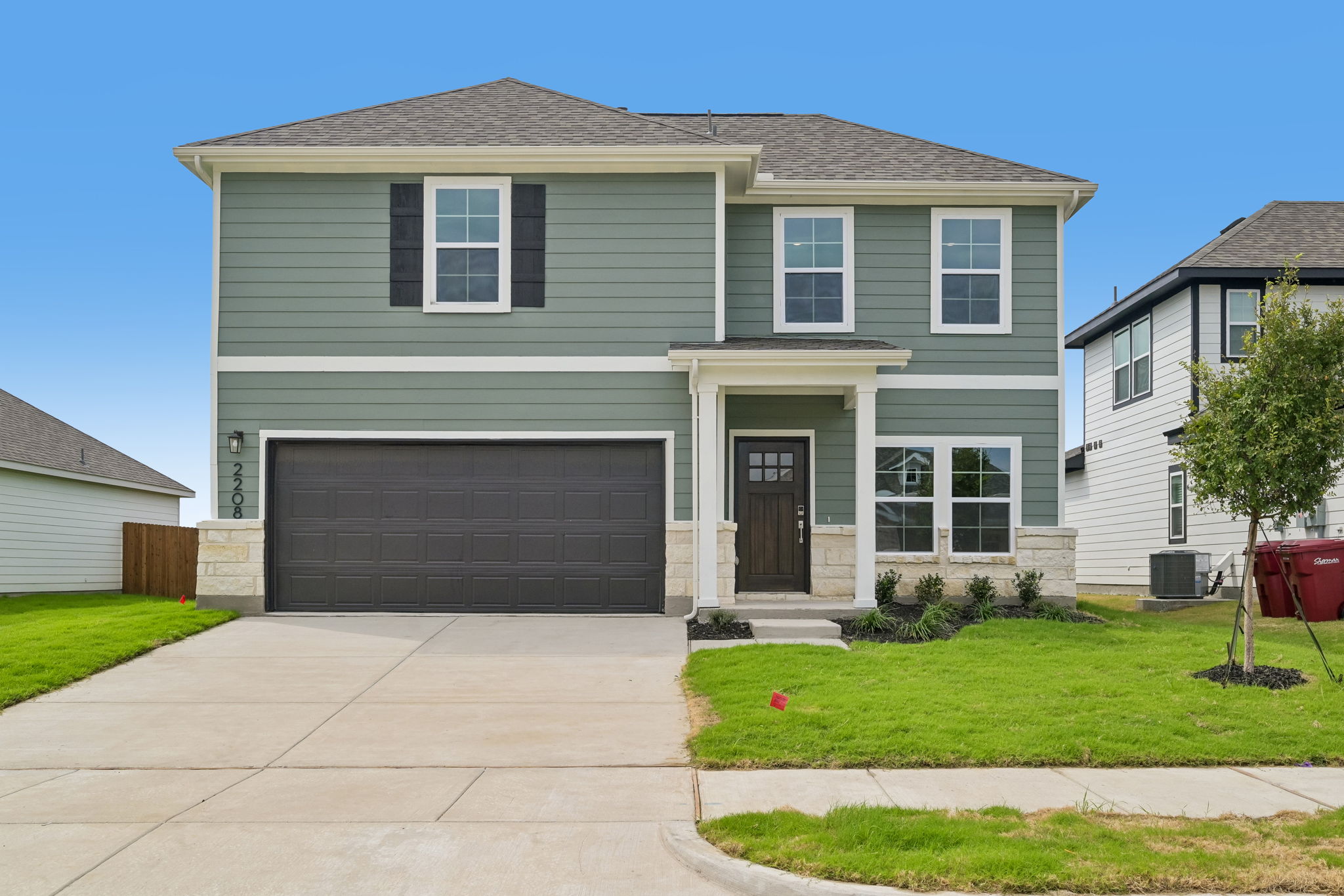 A house with a garage.