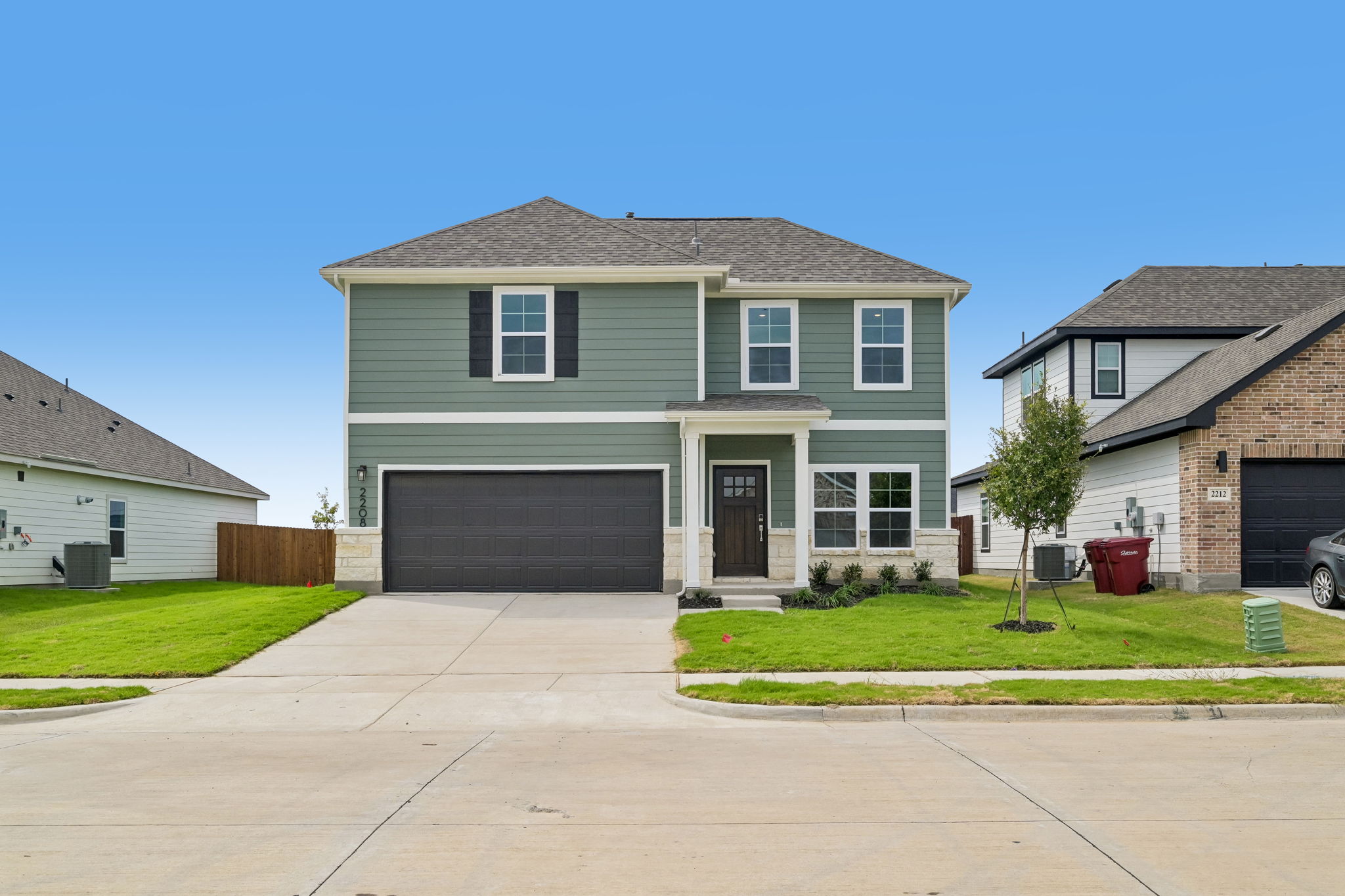 A house with a garage.