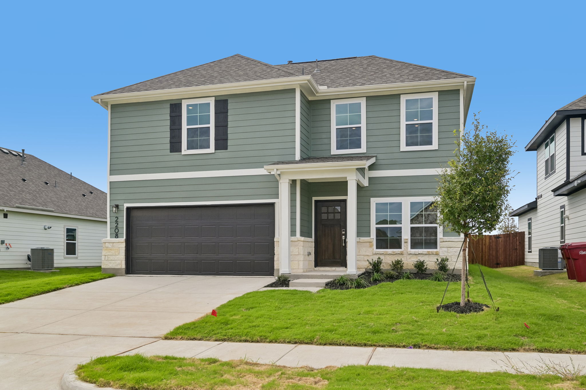 A house with a garage.