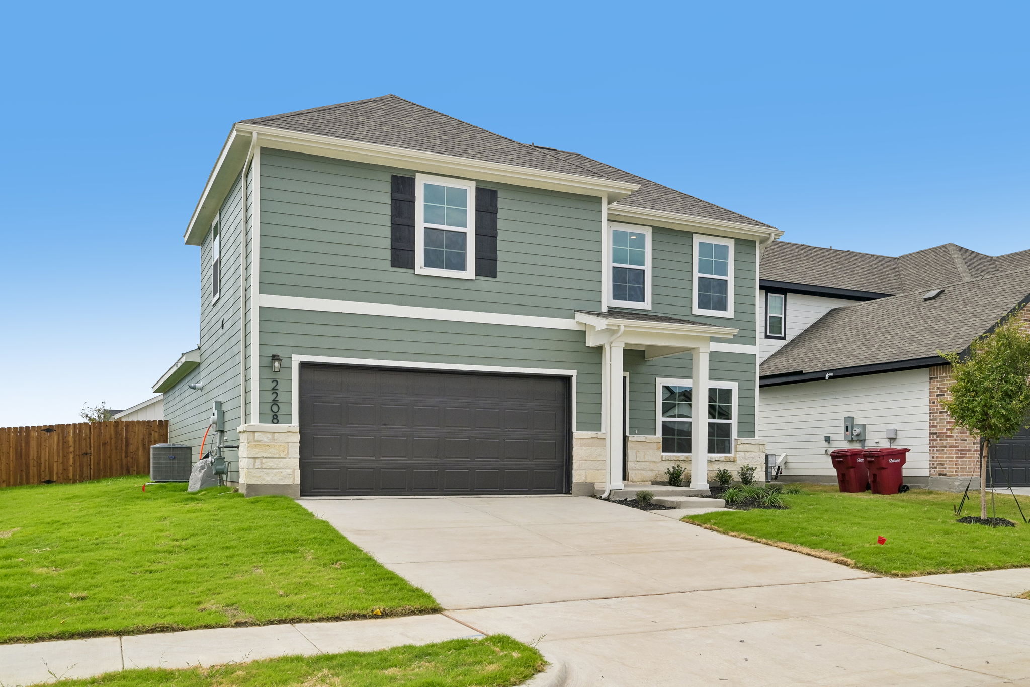 A house with a garage.