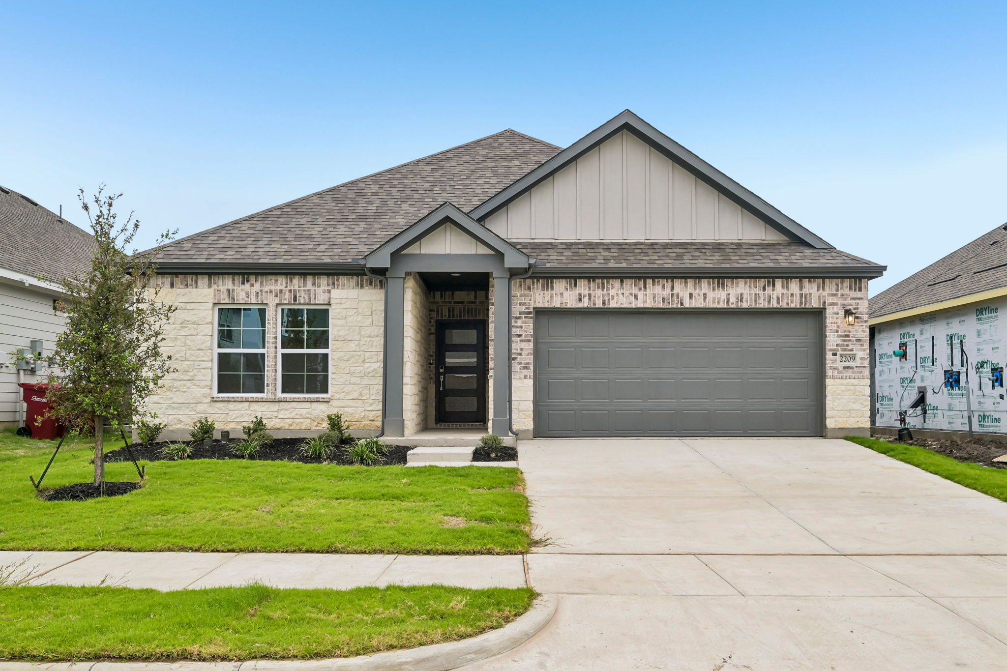 A house with a garage.