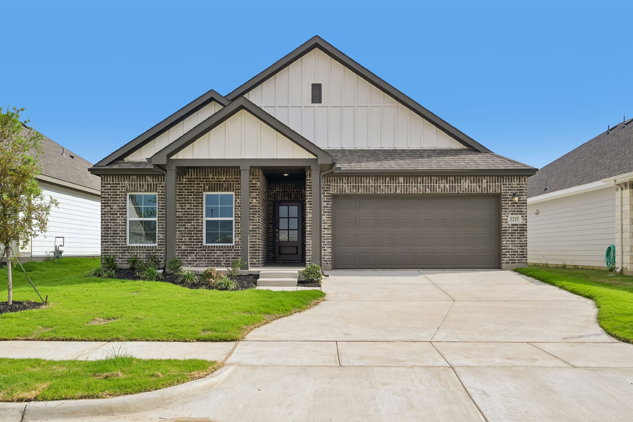 A house with a garage.