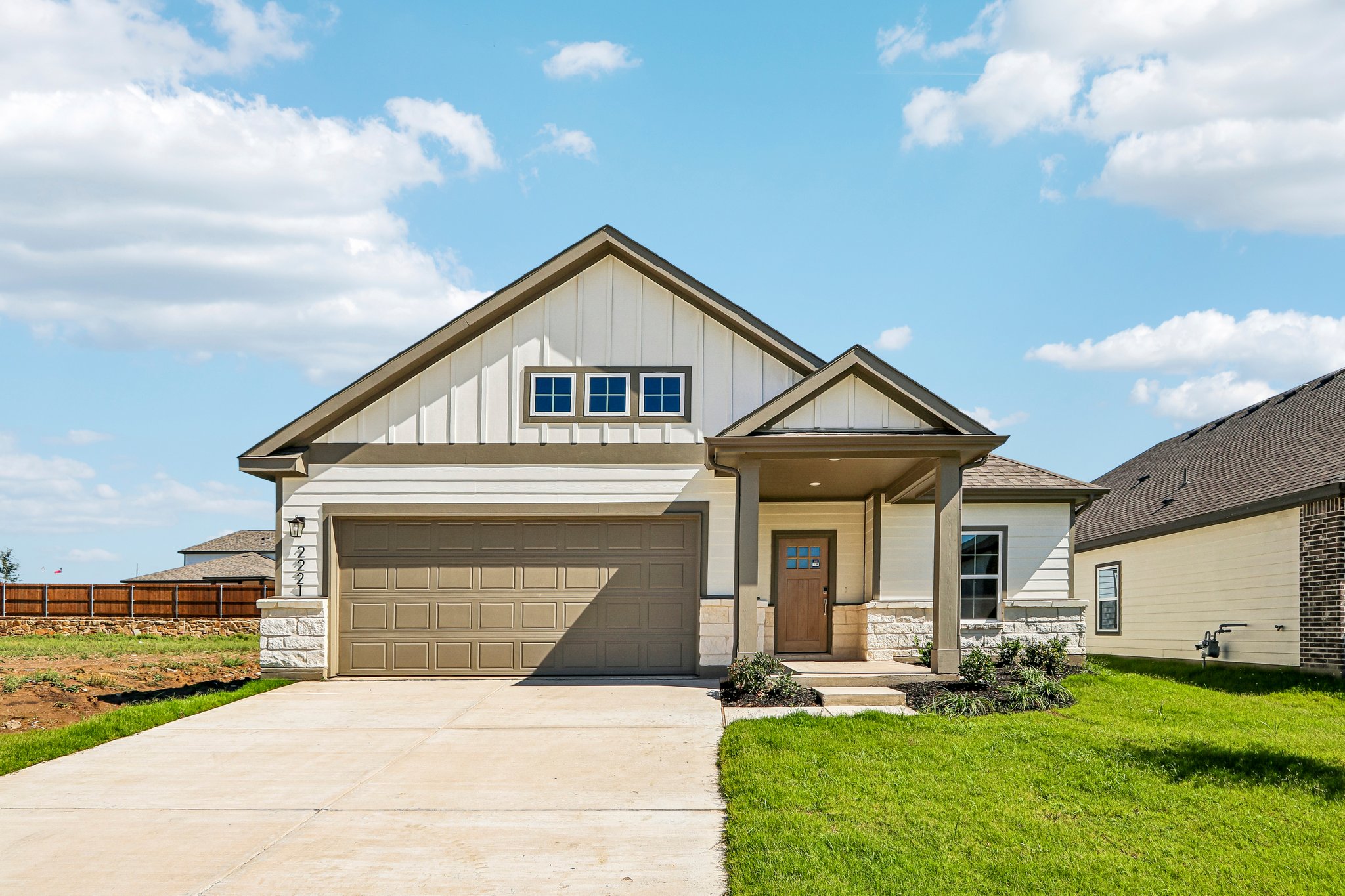A house with a garage.