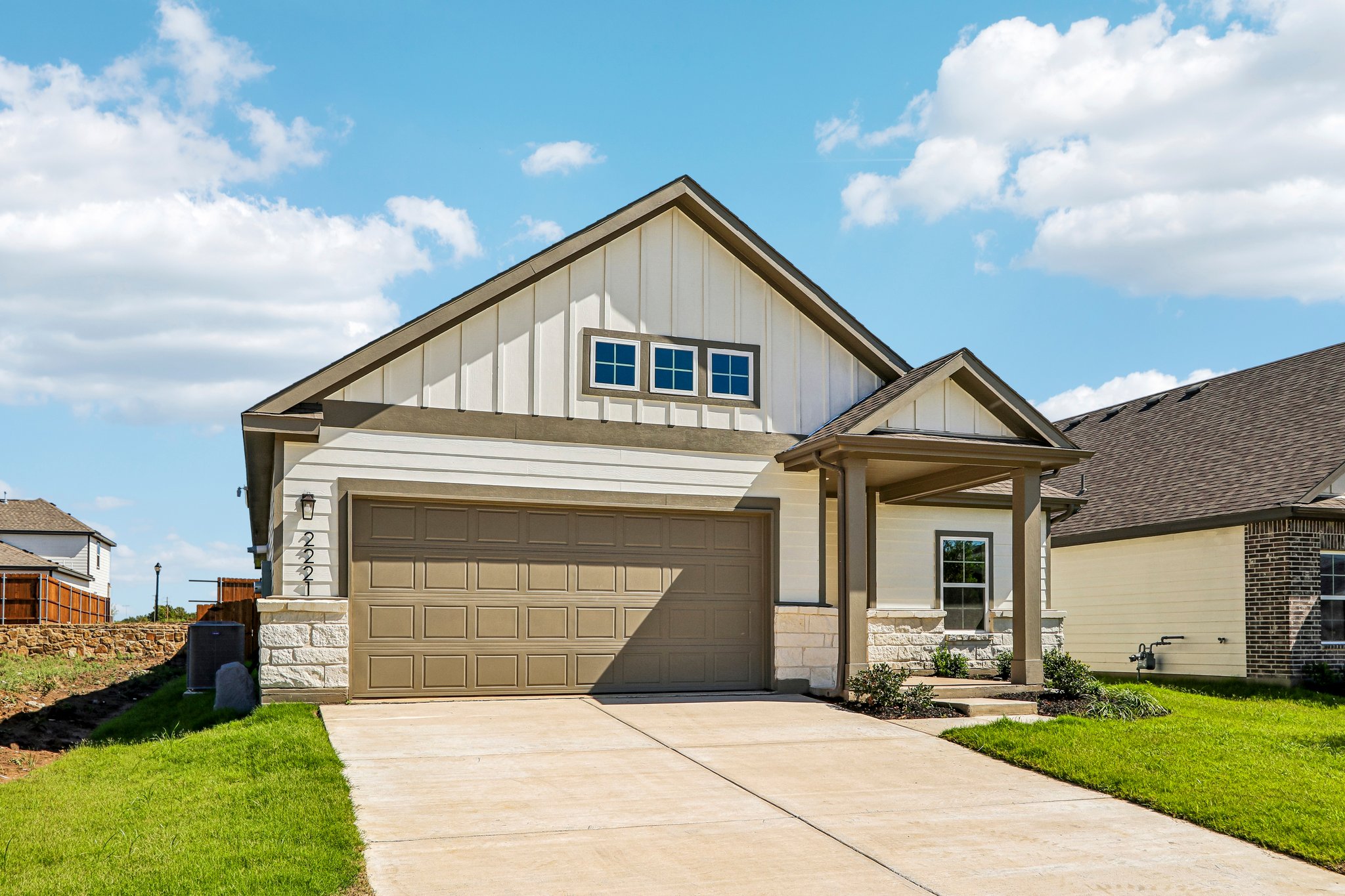 A house with a garage.