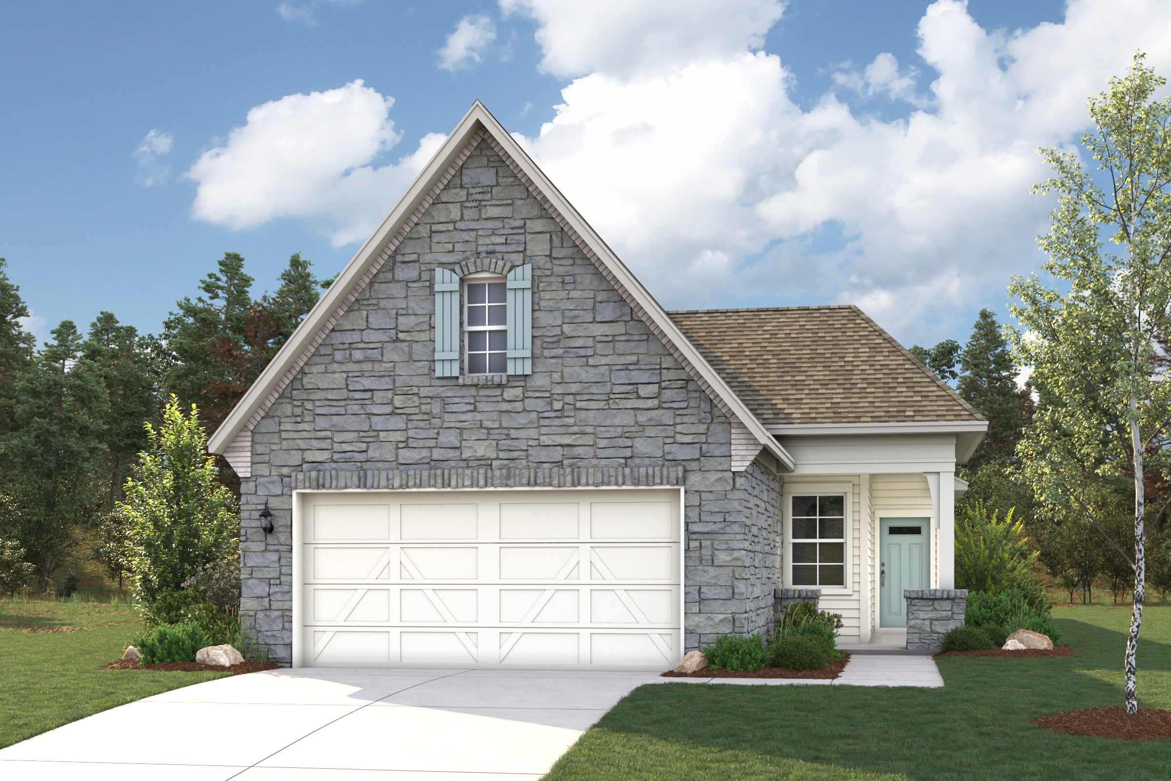 A house with a garage.