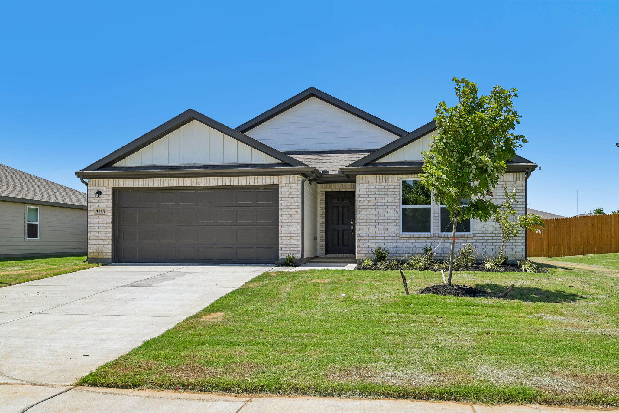 A house with a garage.
