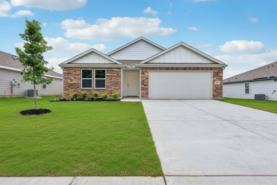A house with a driveway.