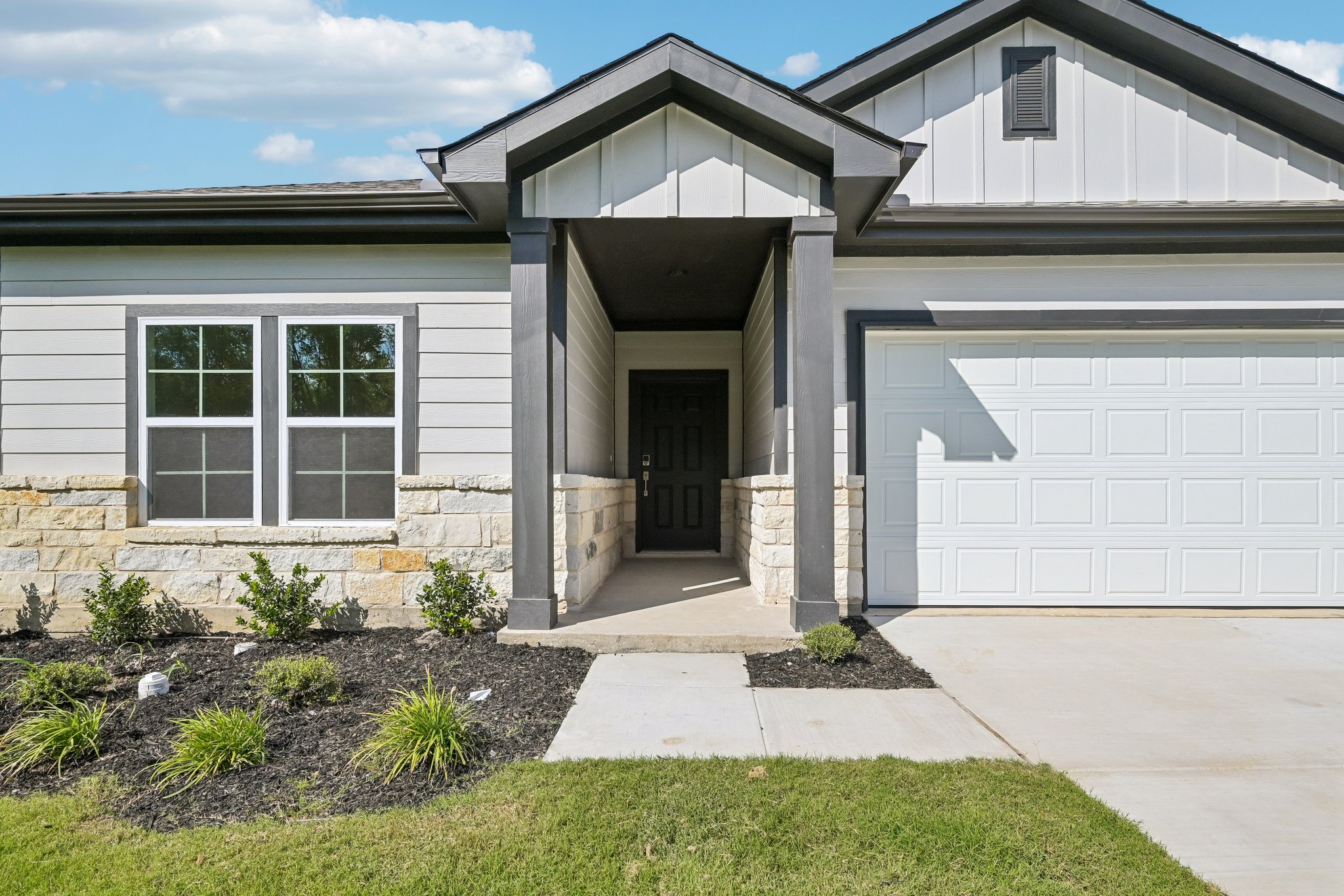 A house with a garage.