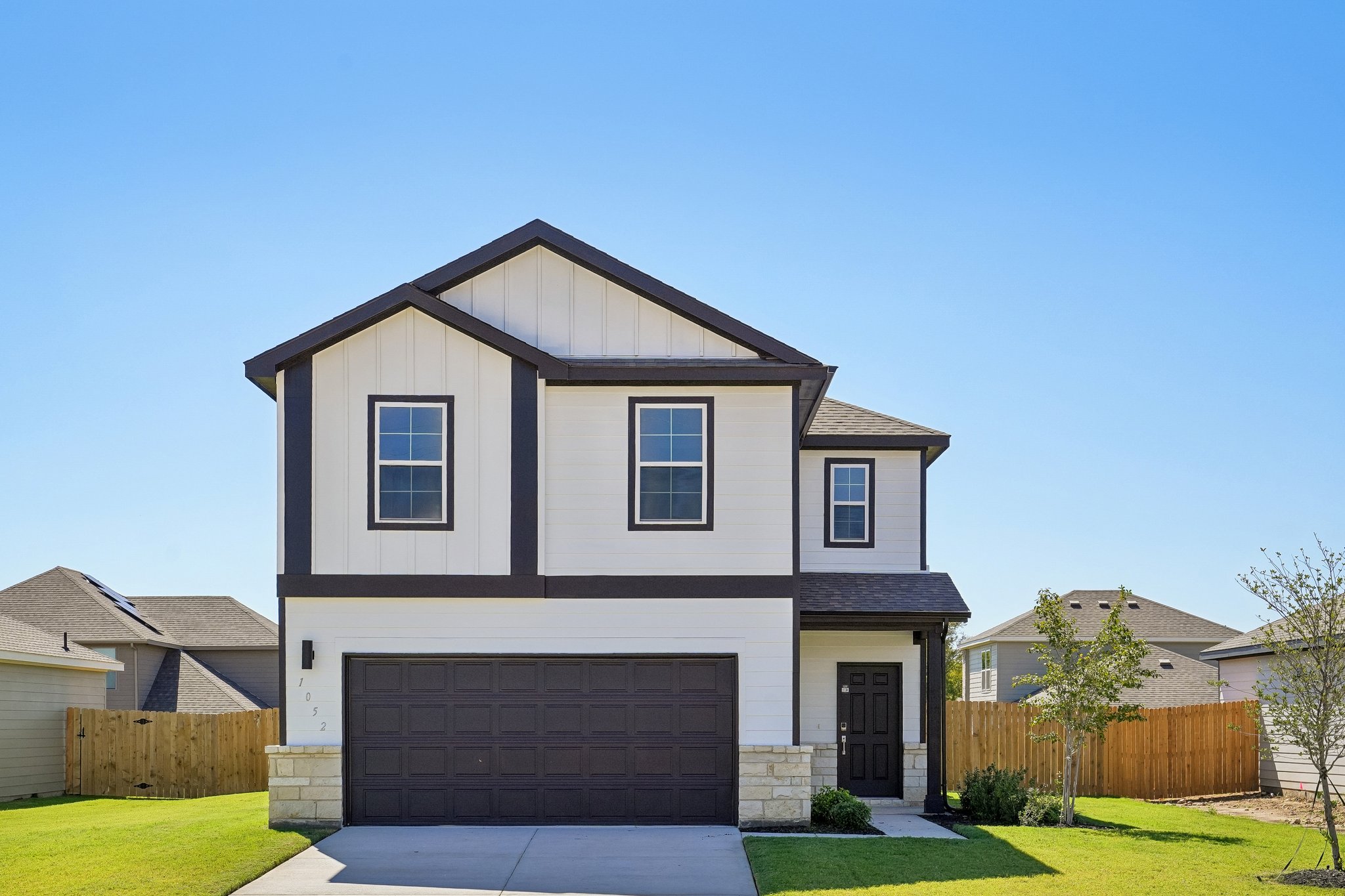 A house with a garage.