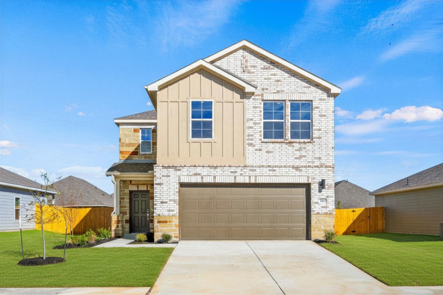 A house with a garage.