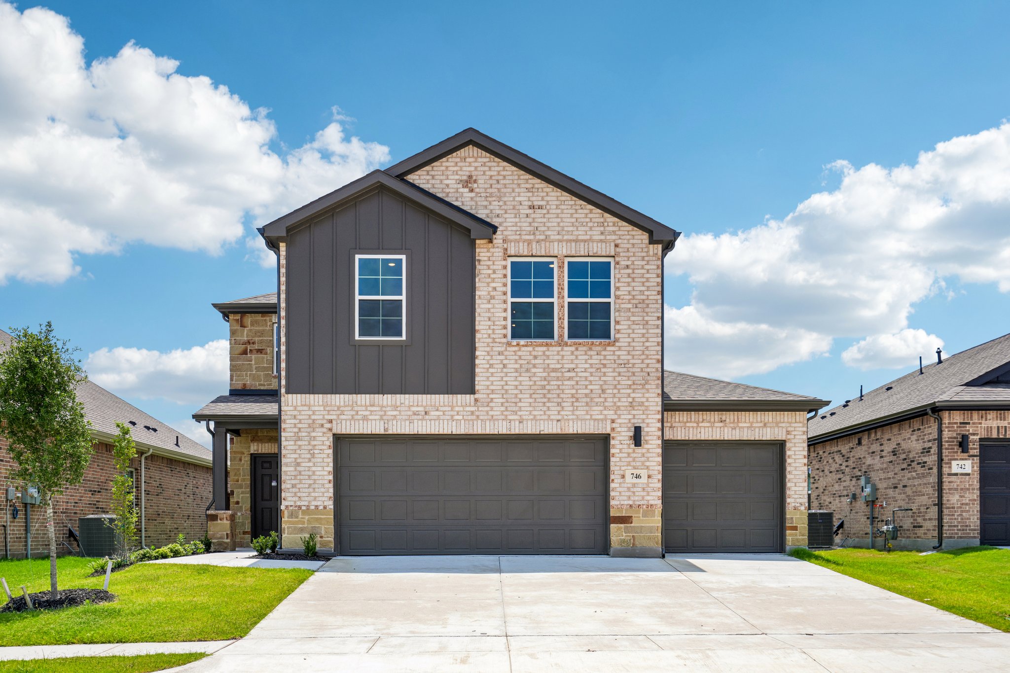 A house with a garage.