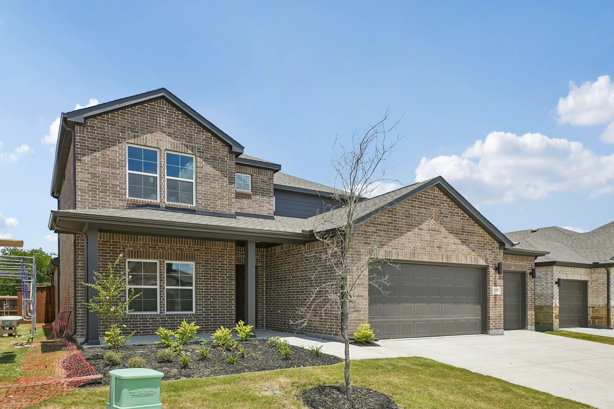 A house with a garage.