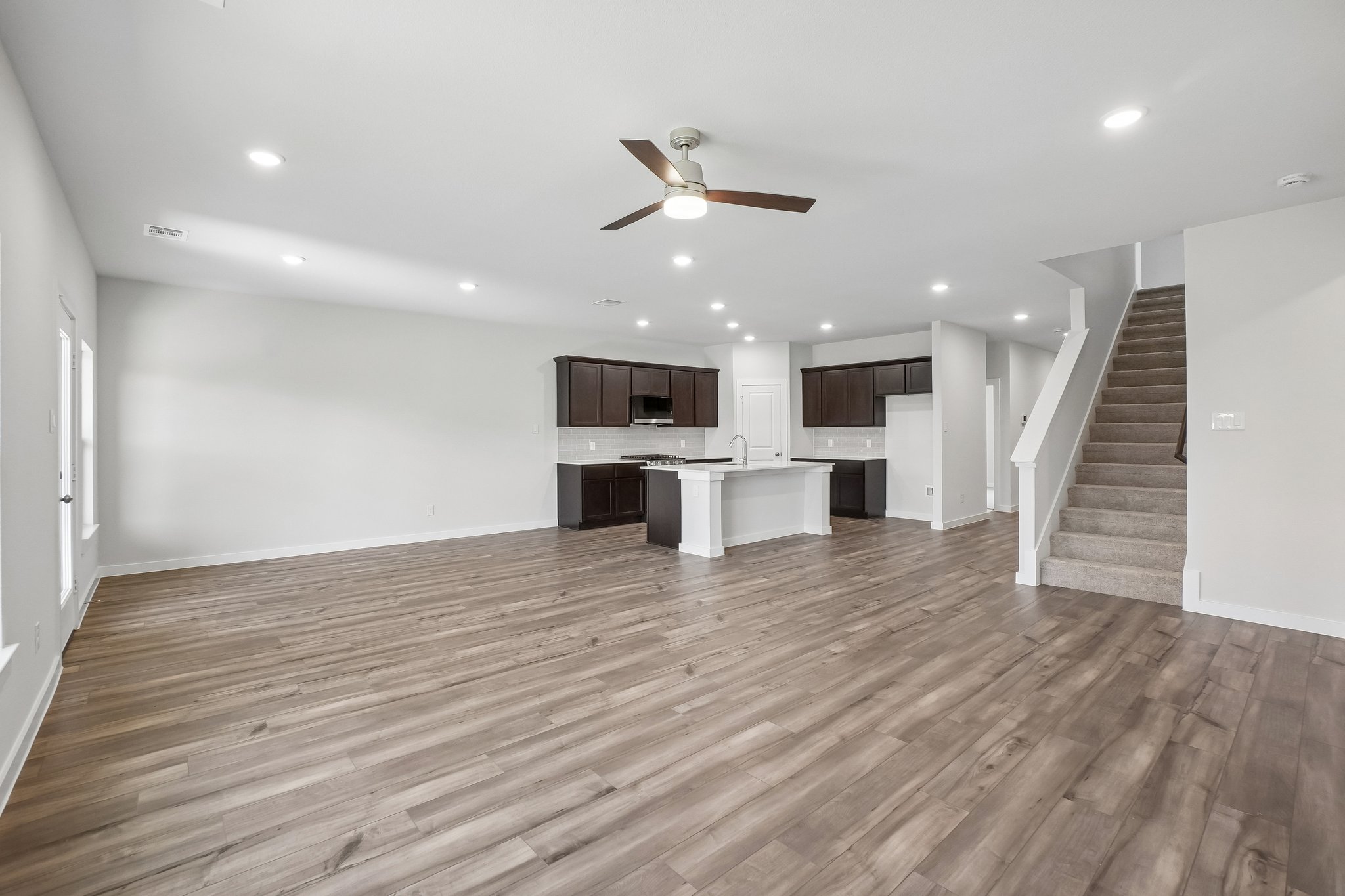 A large empty living room.