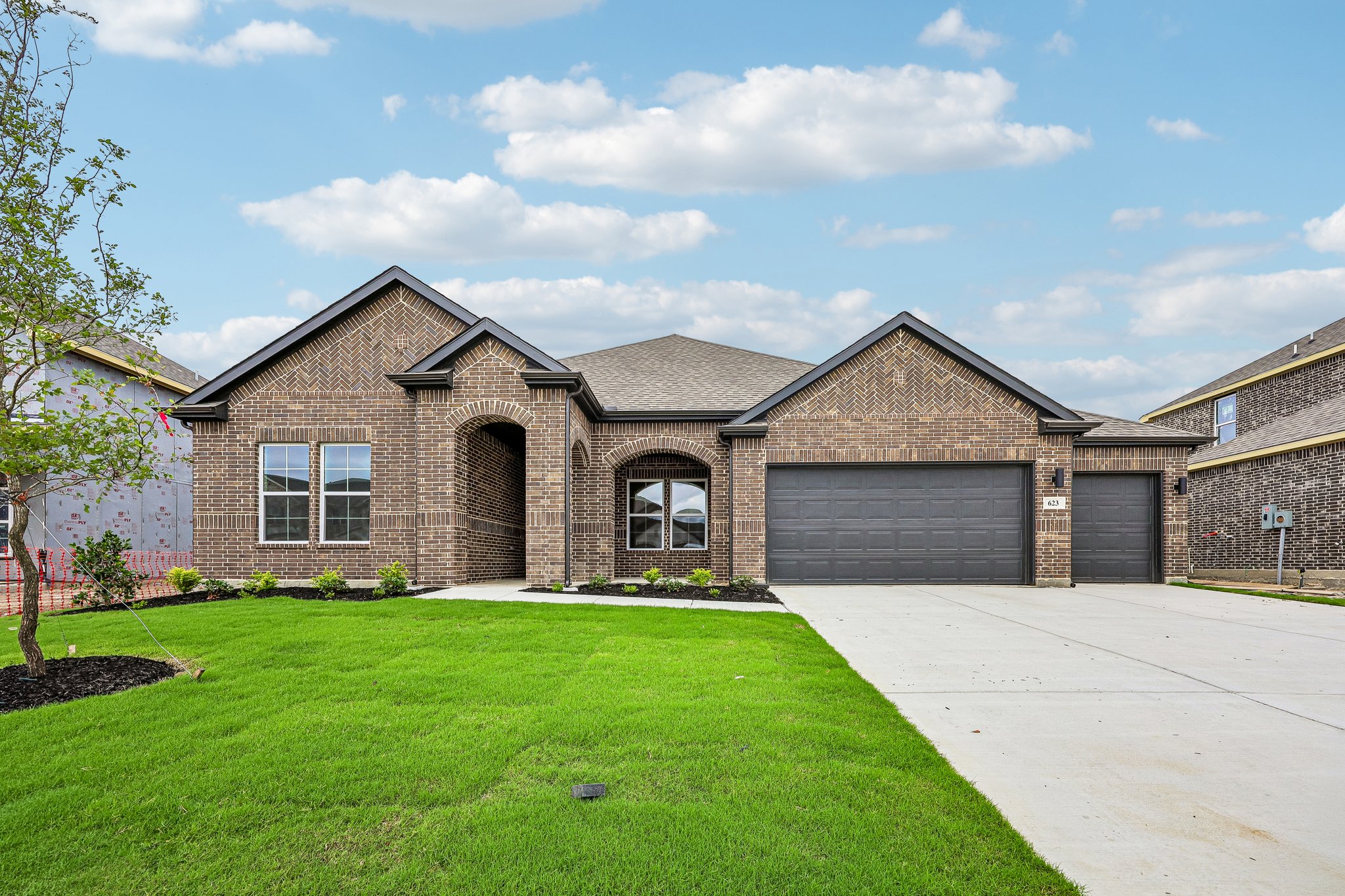 A house with a driveway.