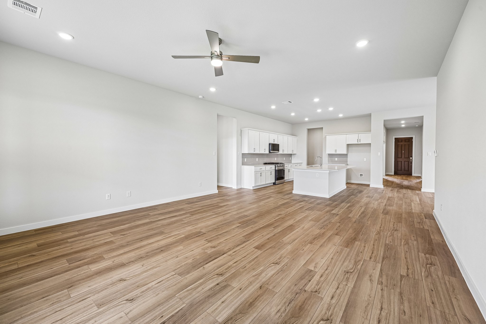 A large empty living room.