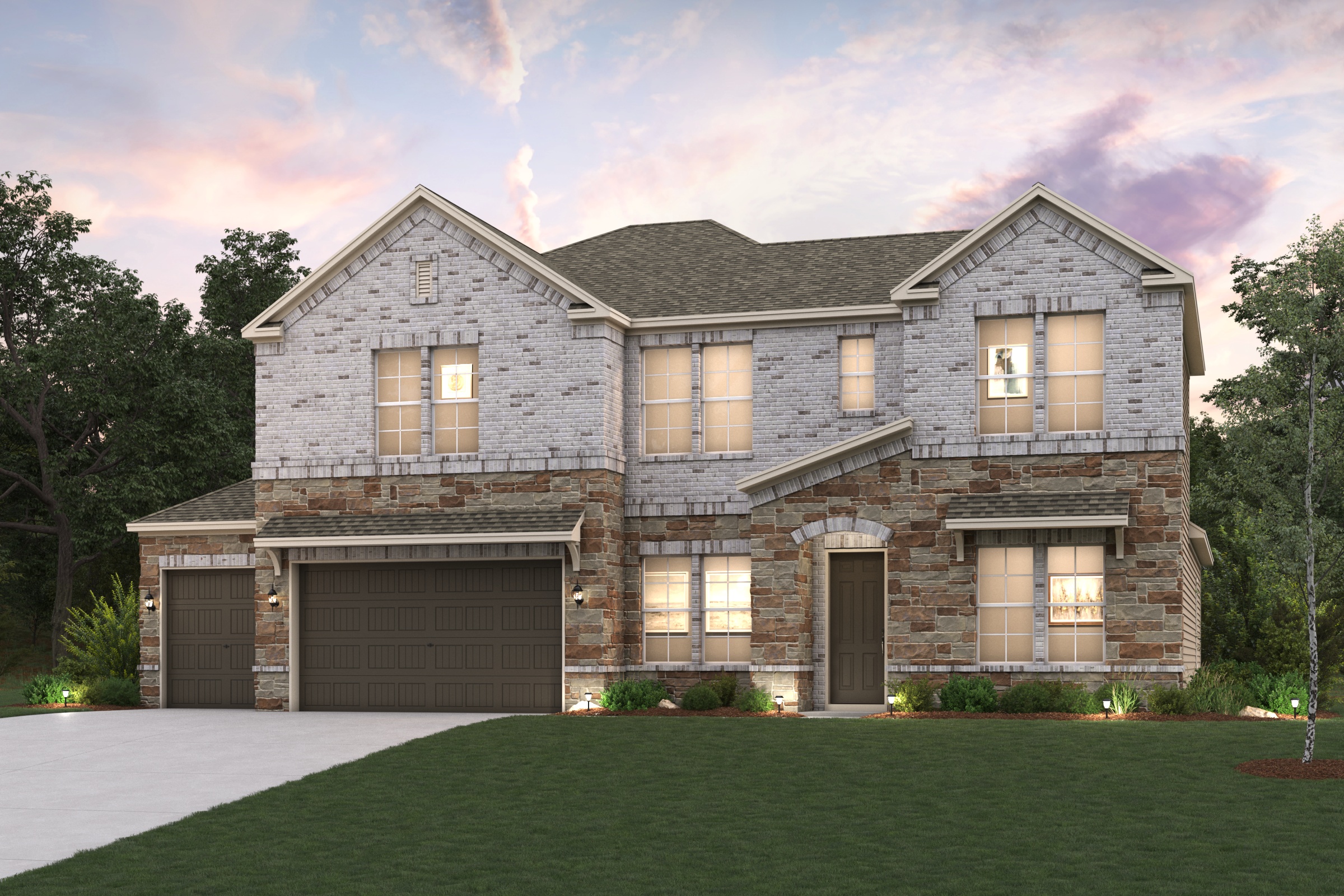A house with a large front yard.