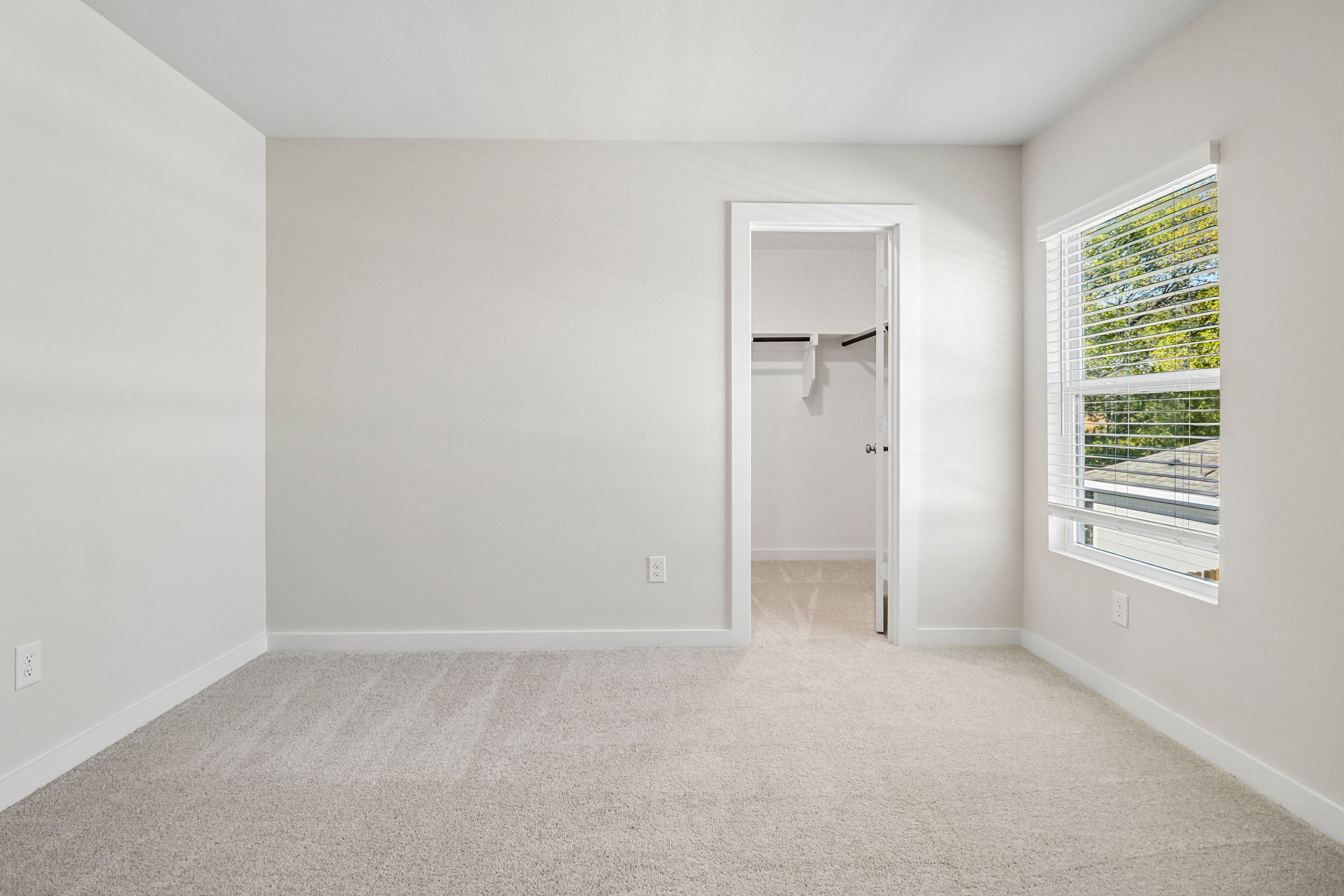A room with a door and a window.