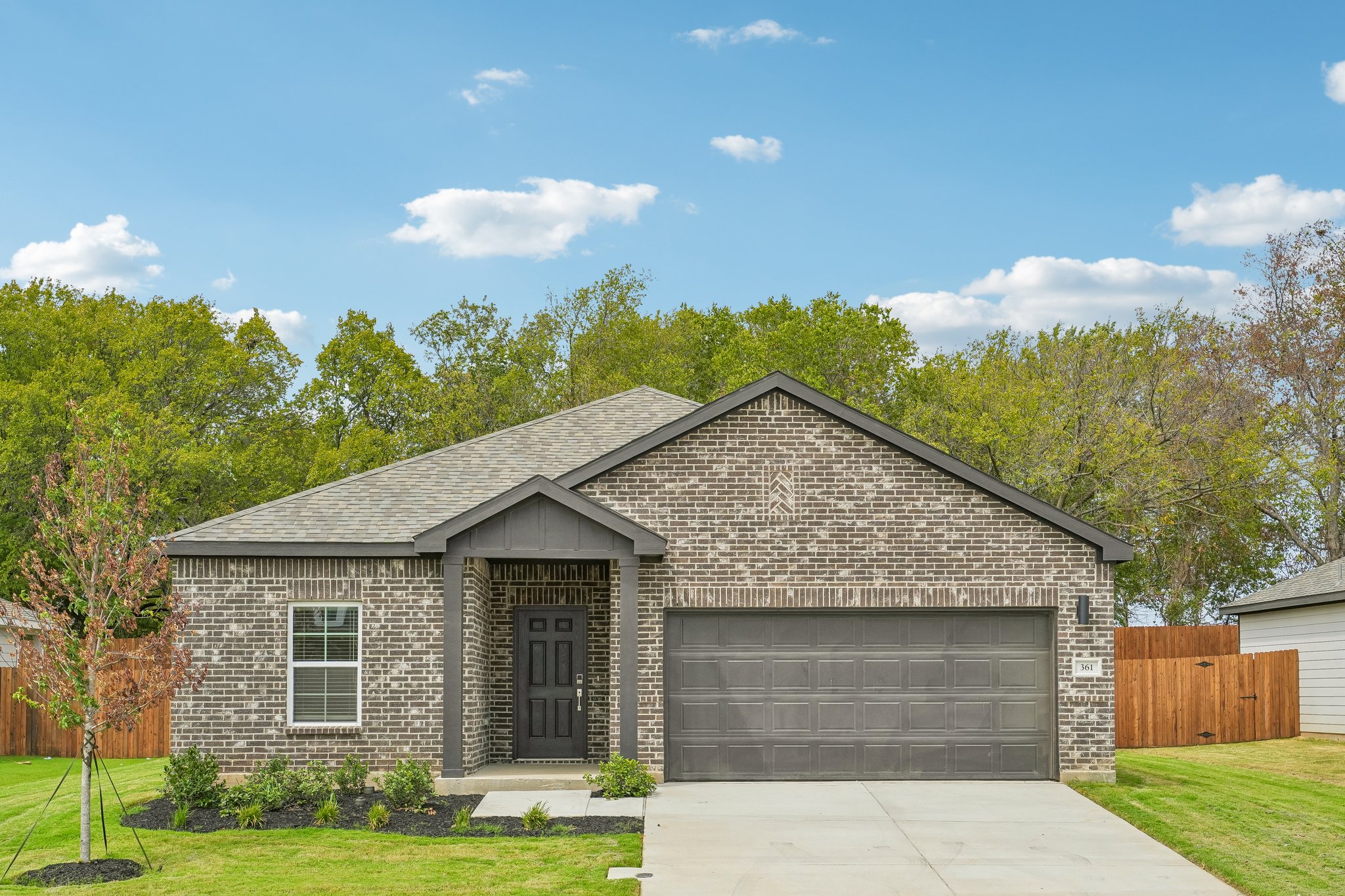 A house with a garage.