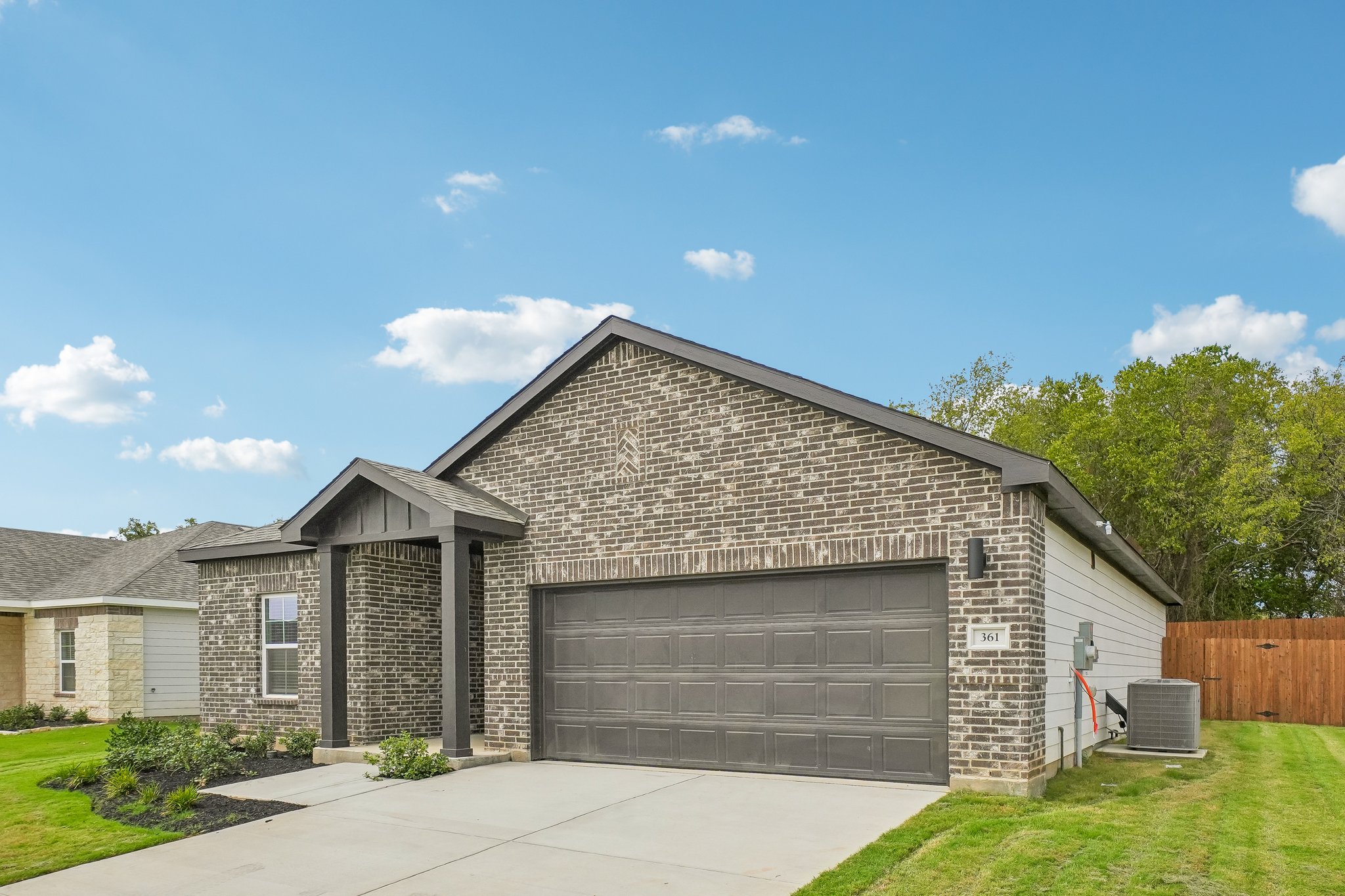 A house with a garage.