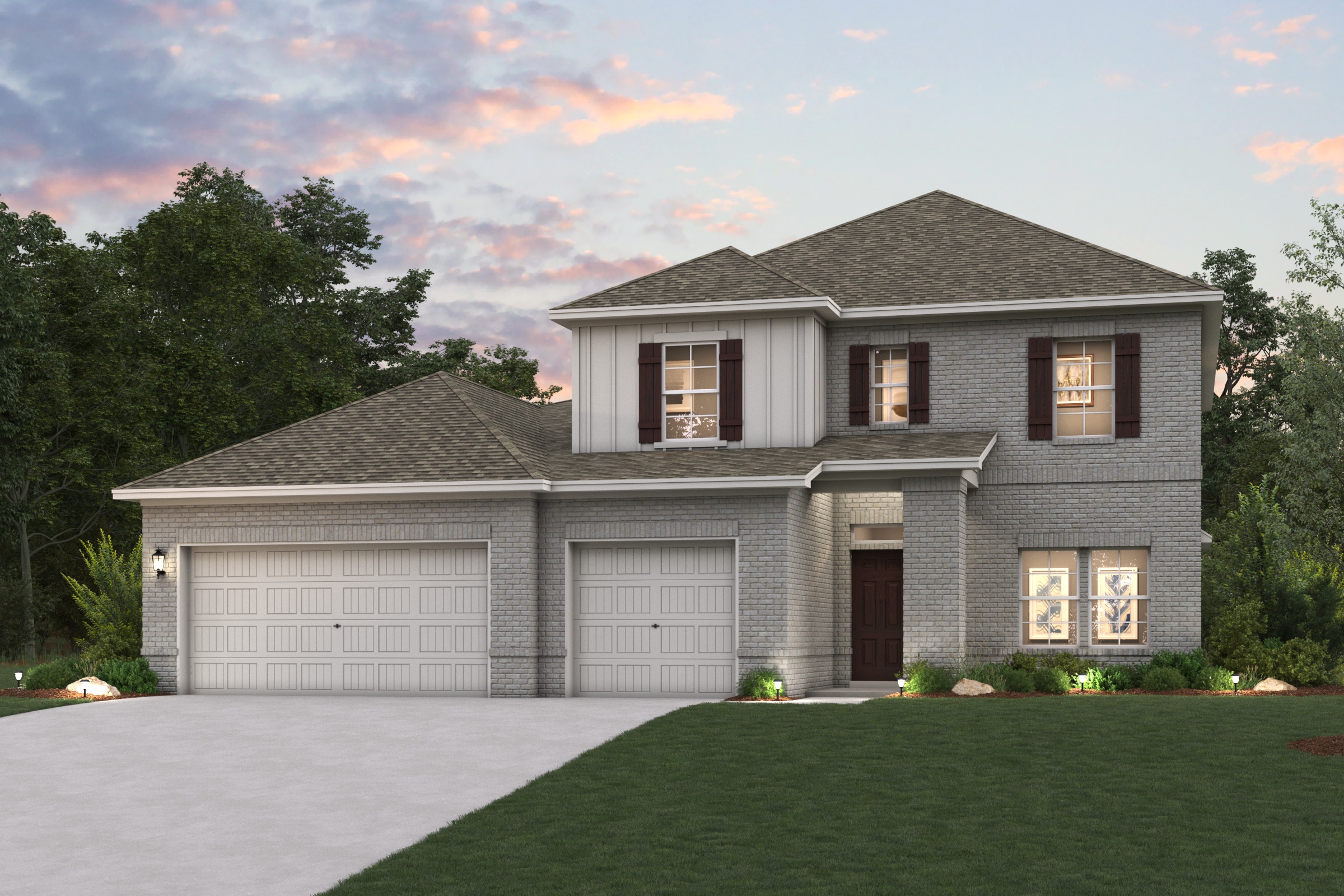 A house with a driveway.