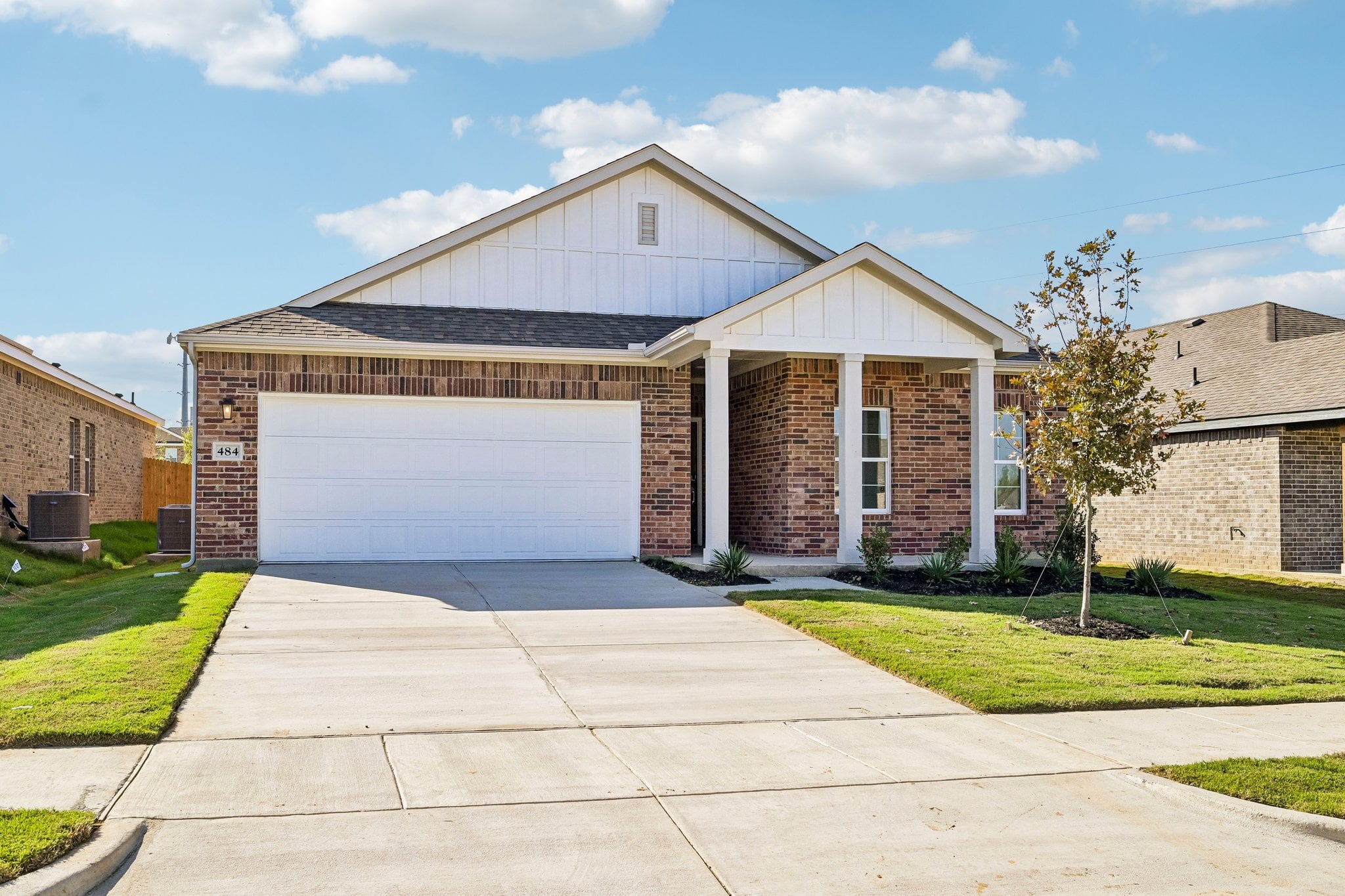 A house with a garage.